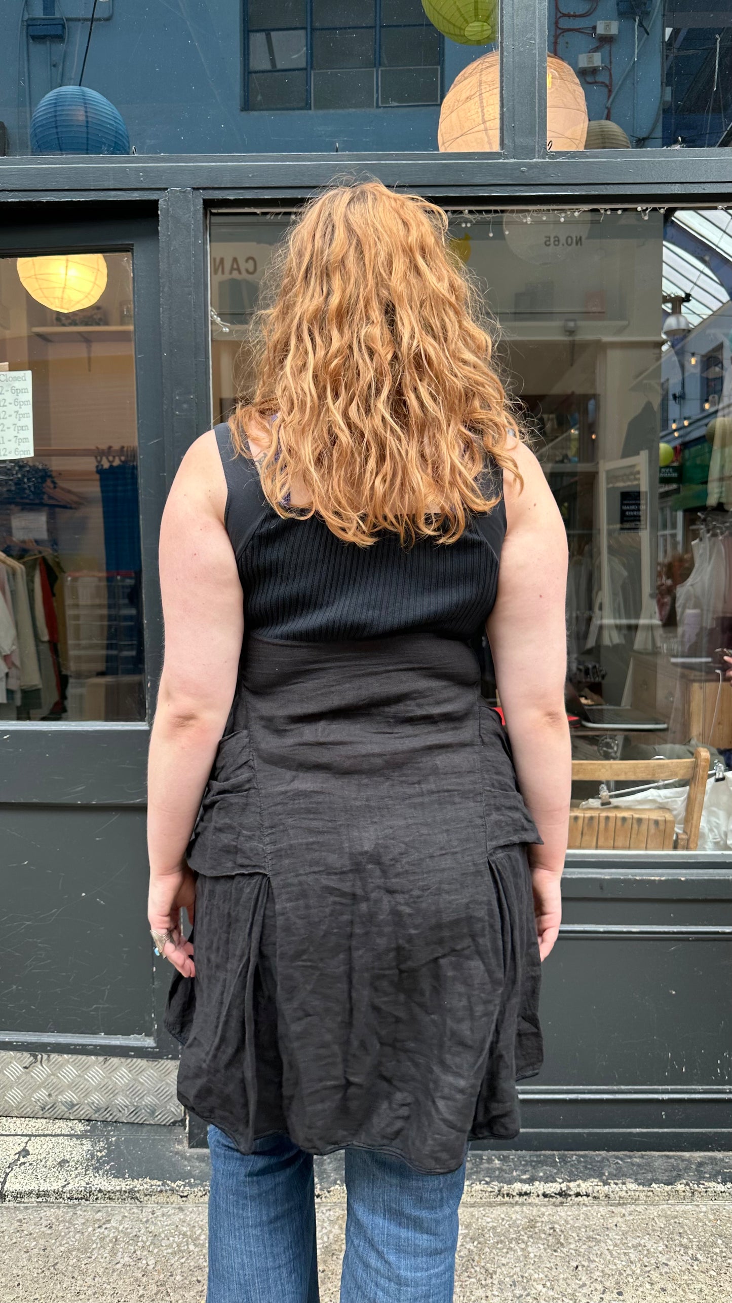 Black cotton mini dress