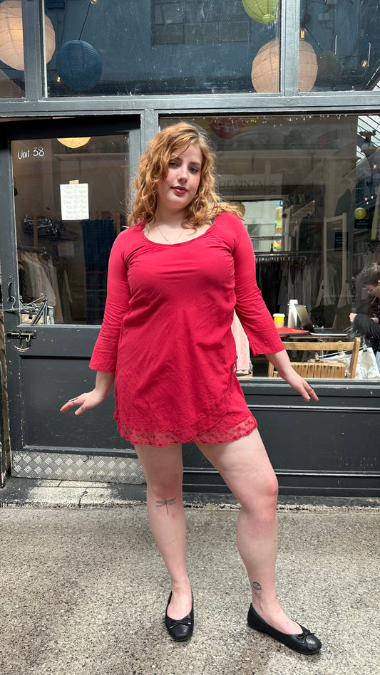 Red long sleeve mini dress