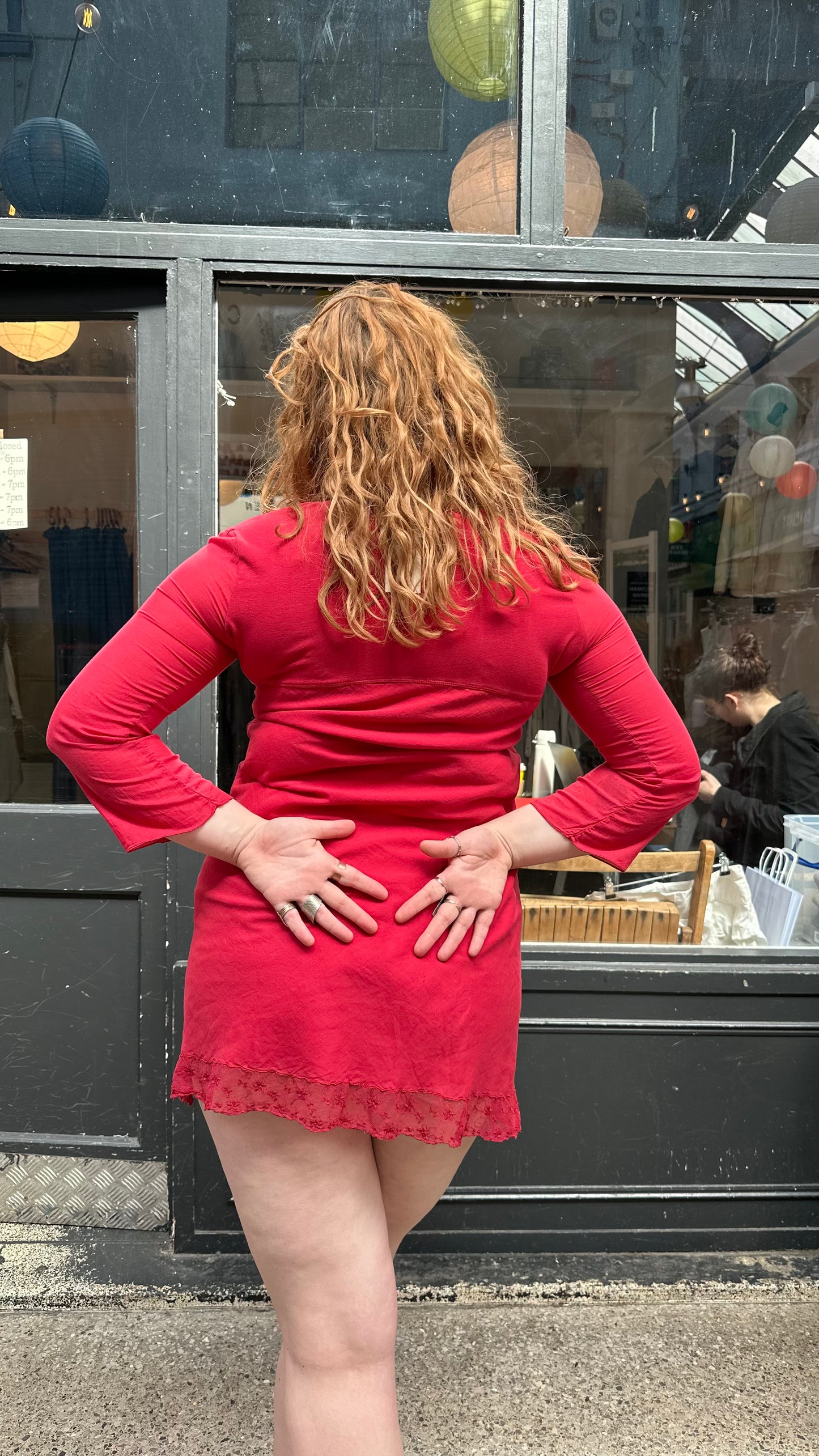 Red long sleeve mini dress