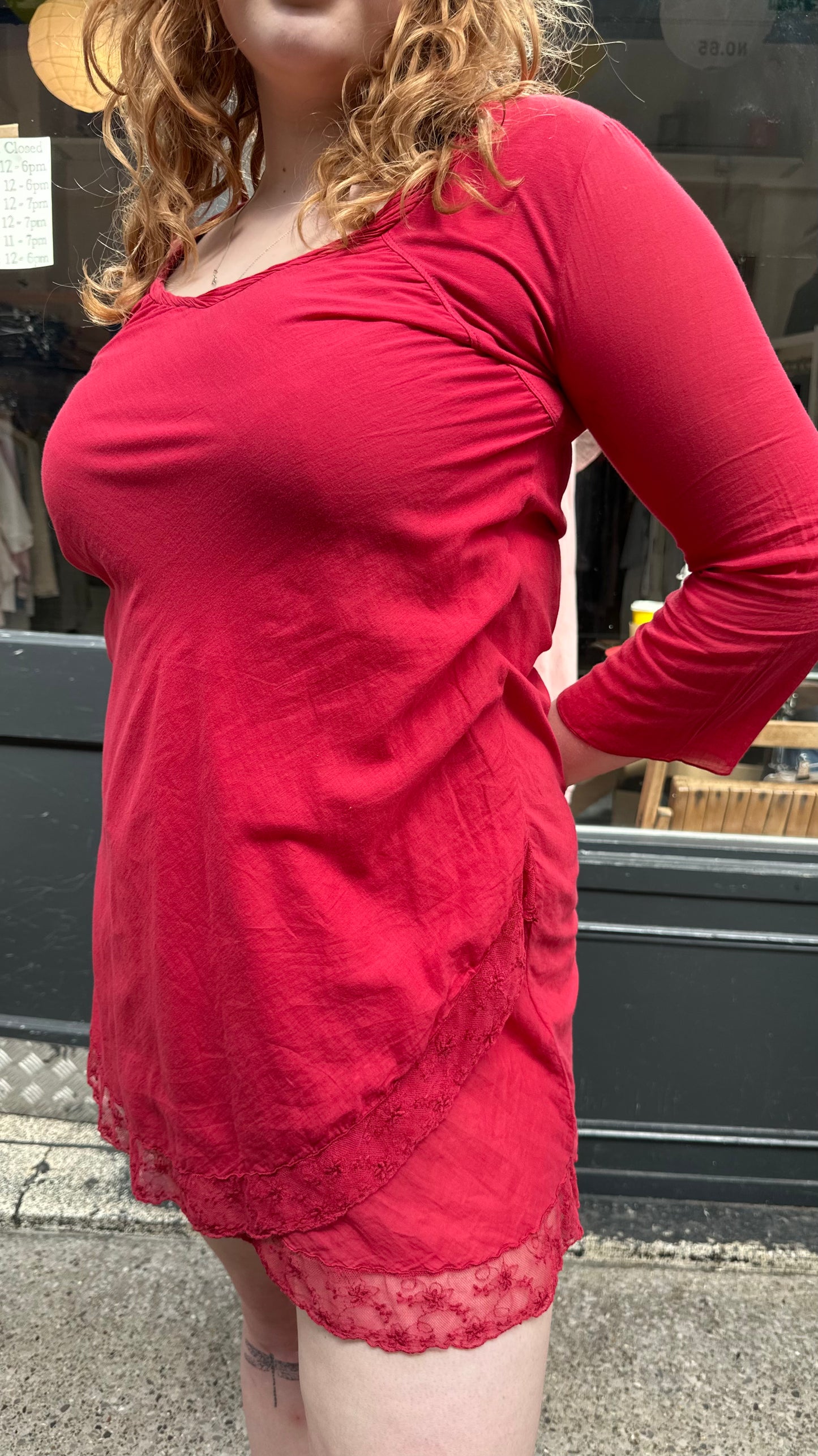 Red long sleeve mini dress