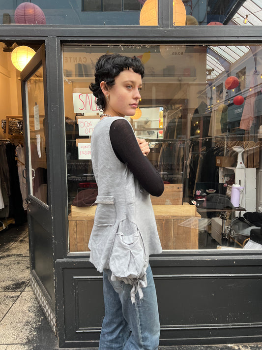 Blue grey vest with pockets