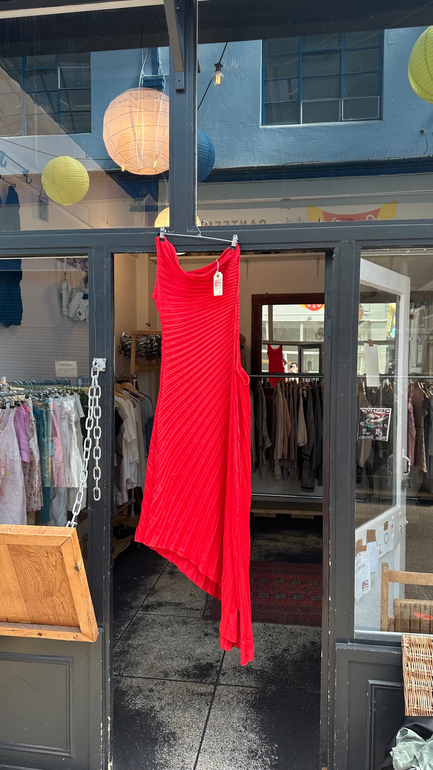 Red pleated maxi dress RUMMAGE