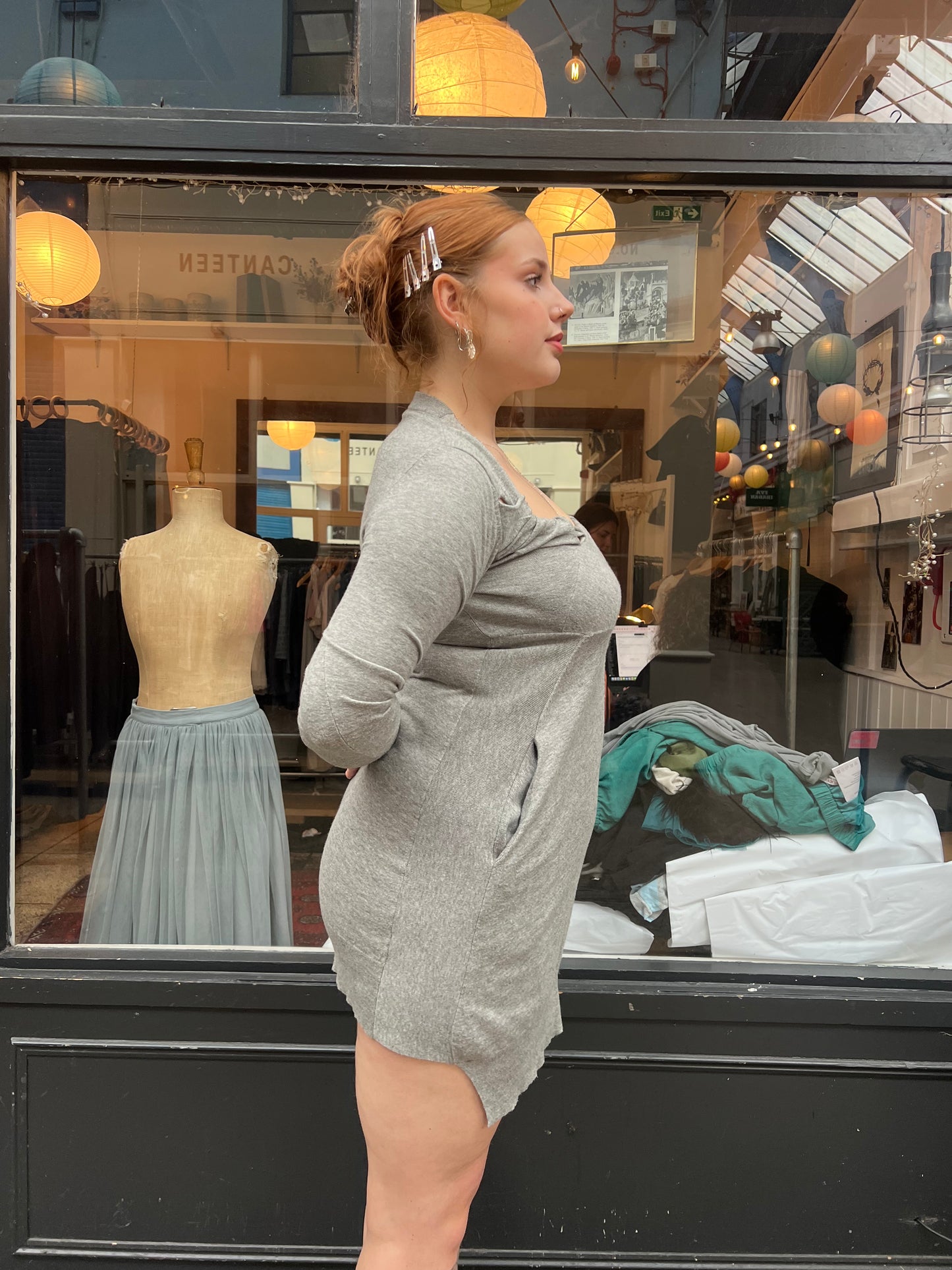 All saints grey cotton and wool blend dress