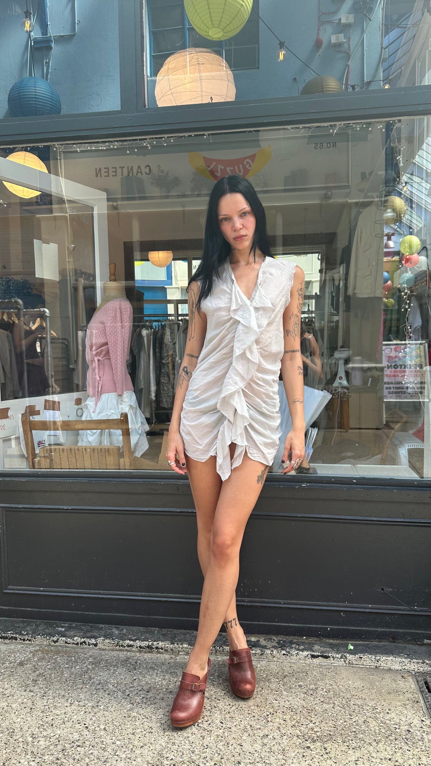 Pinstripe tunic top