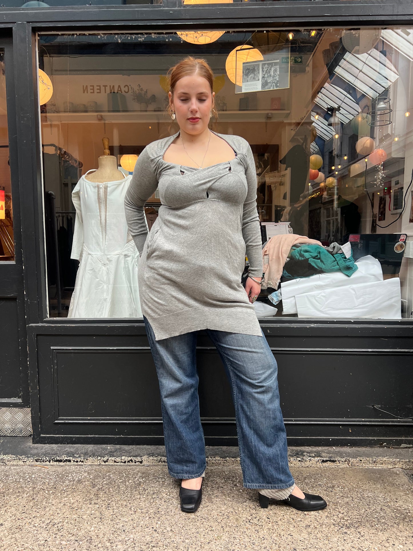 All saints grey cotton and wool blend dress