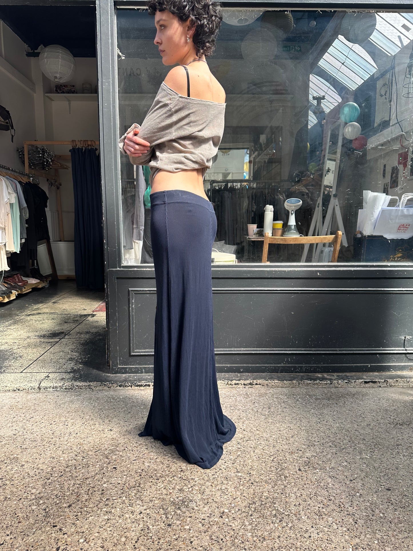 Navy button up maxi skirt