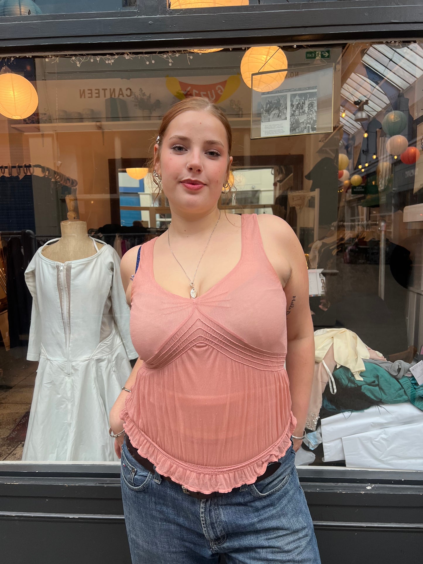 DKNY pink silk top