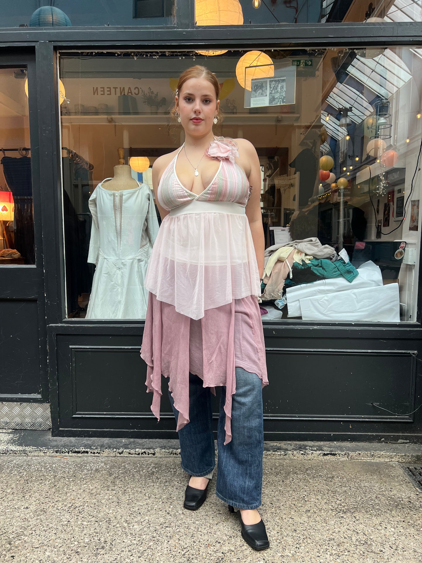 frilly rosette halter top