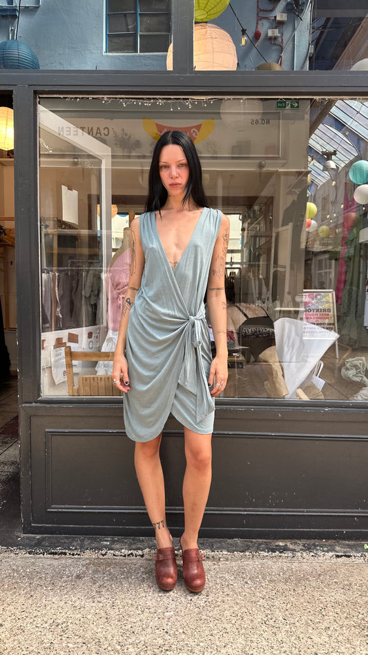 Blue wrap dress