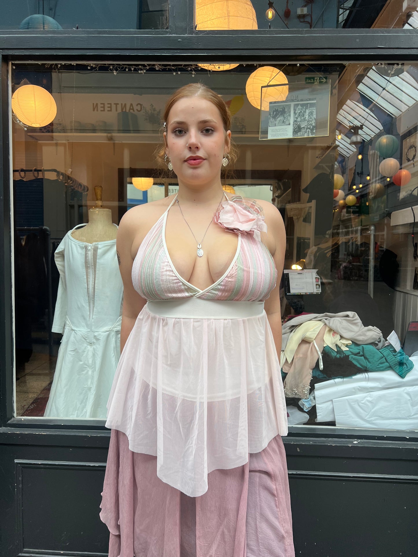 frilly rosette halter top