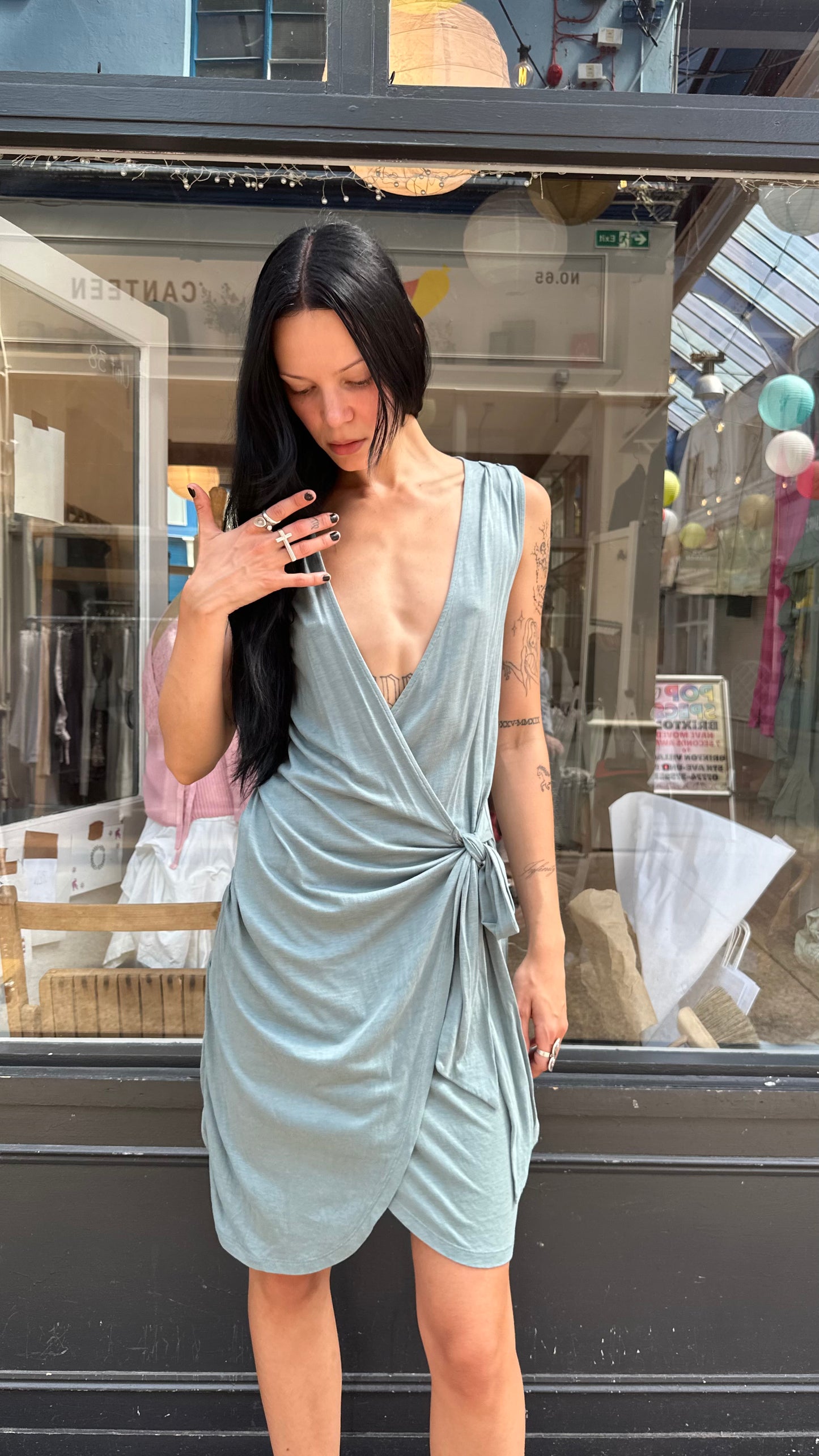 Blue wrap dress