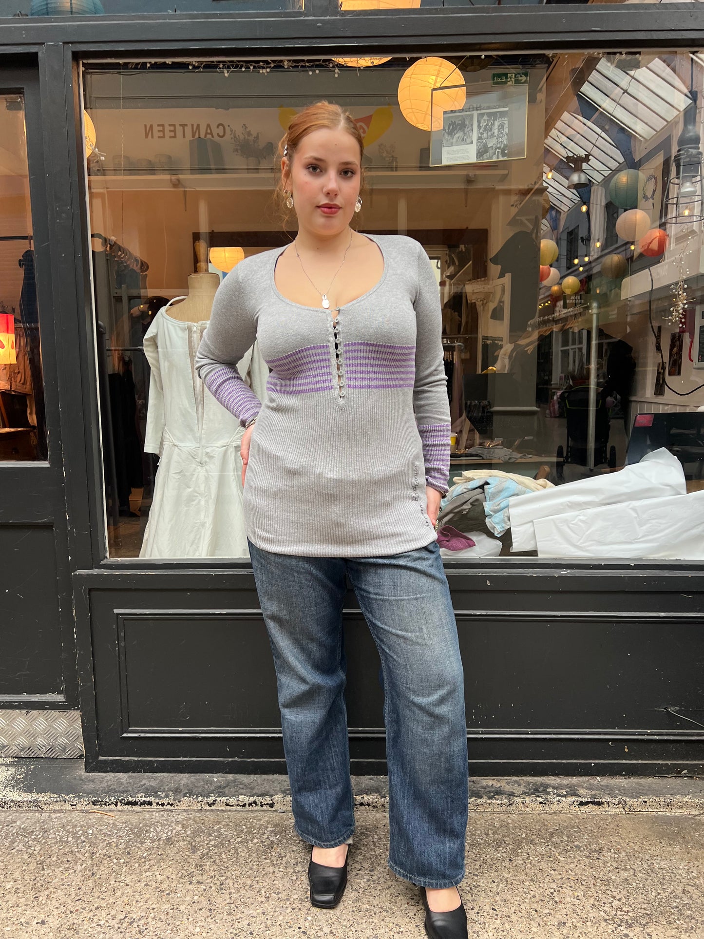 Armani grey and purple cardigan