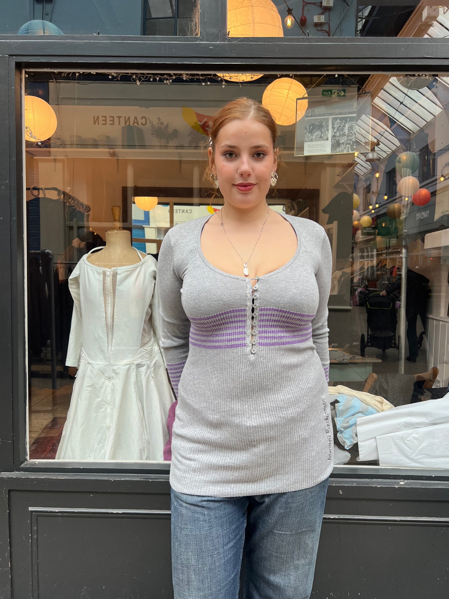 Armani grey and purple cardigan