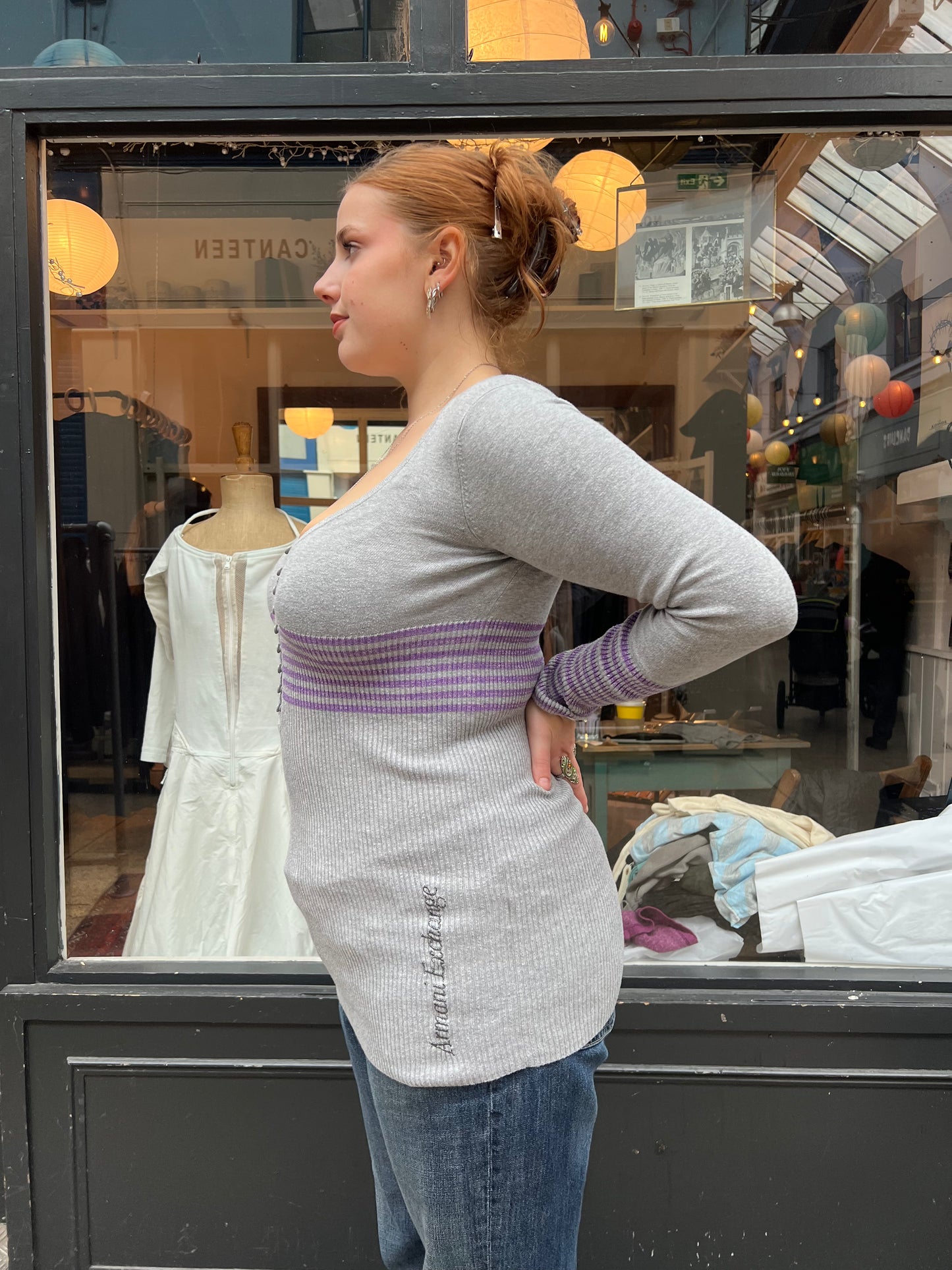 Armani grey and purple cardigan