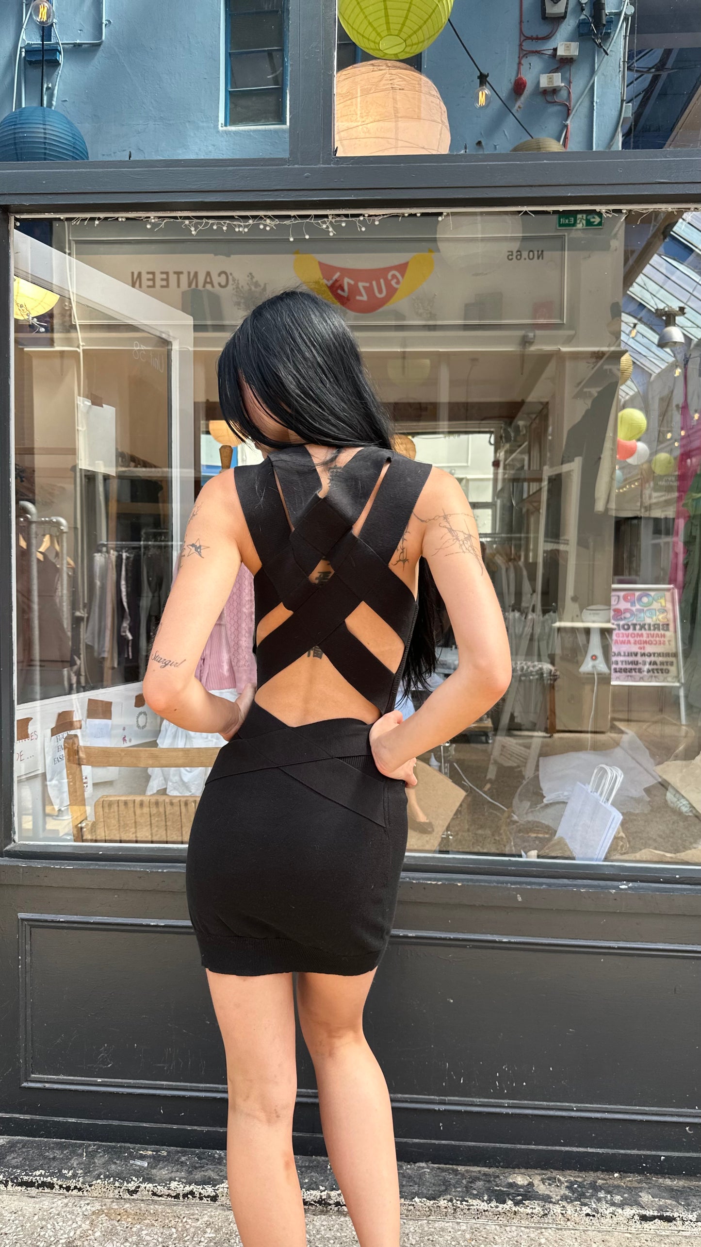 All saints black bandage dress