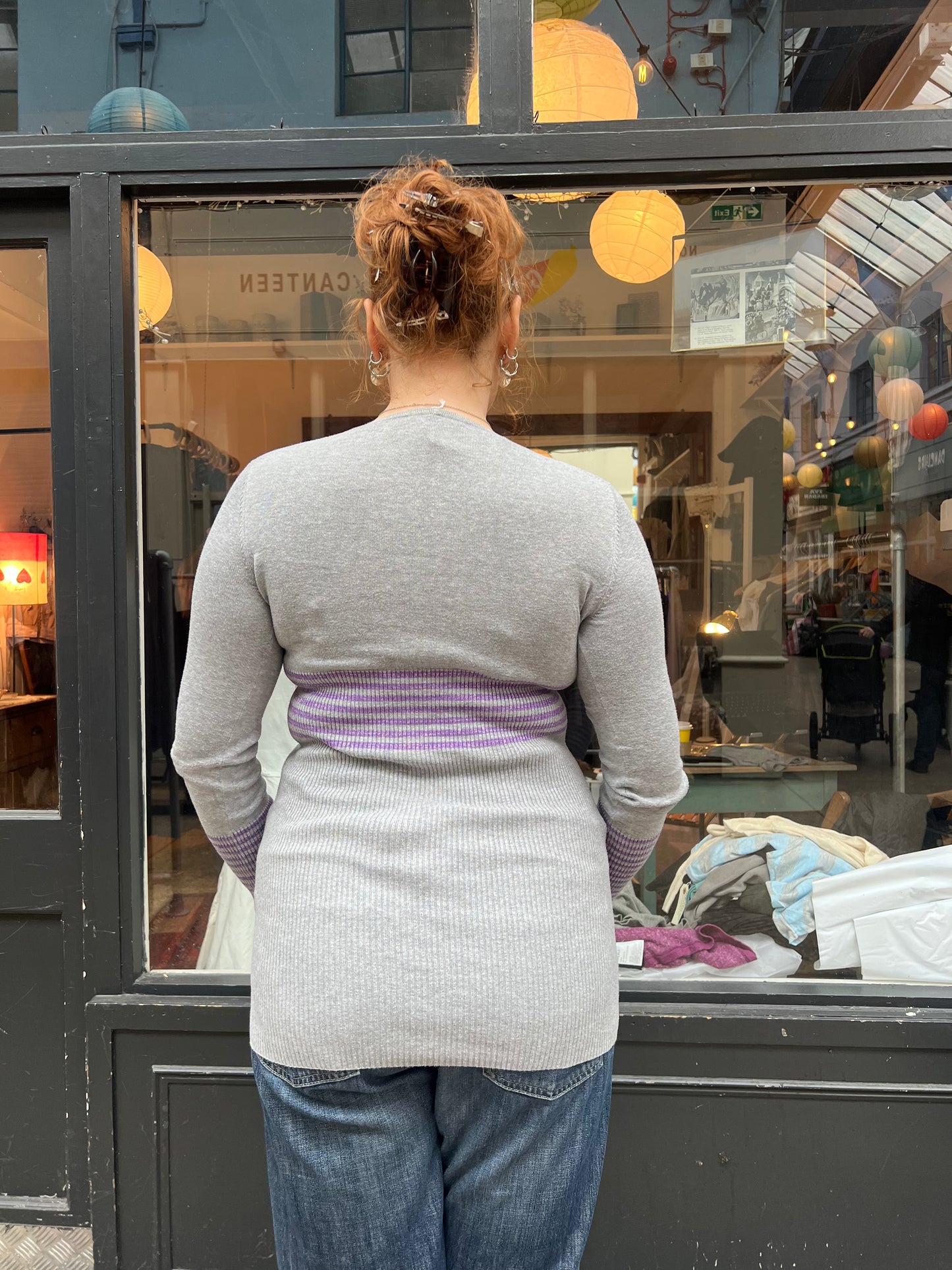 Armani grey and purple cardigan
