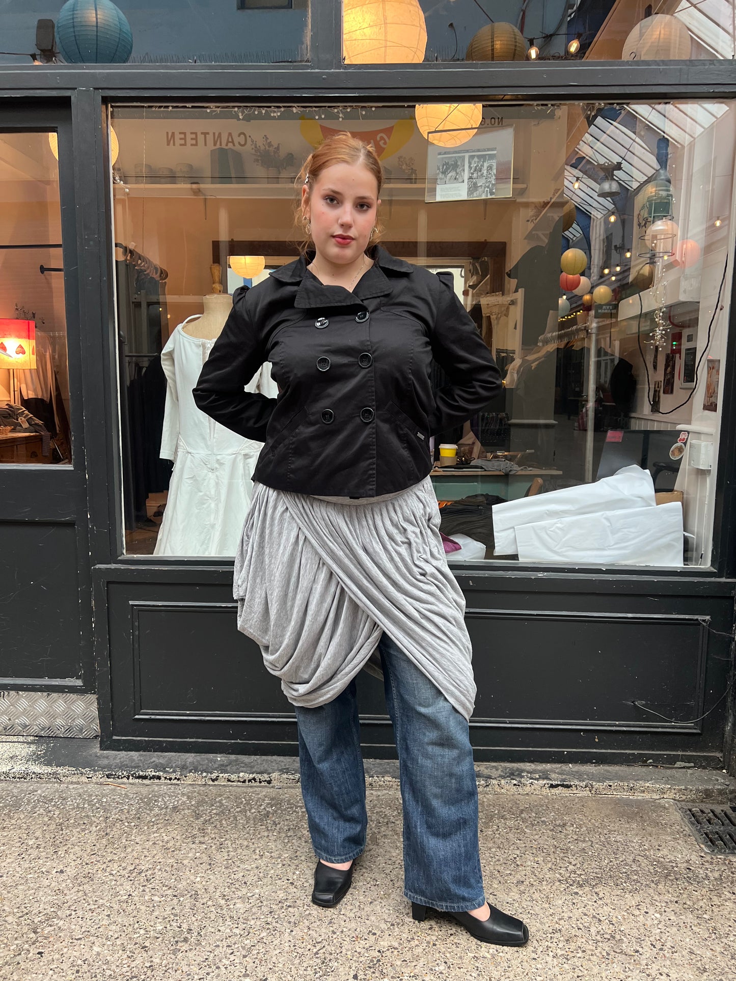 All saints grey  jersey midi skirt