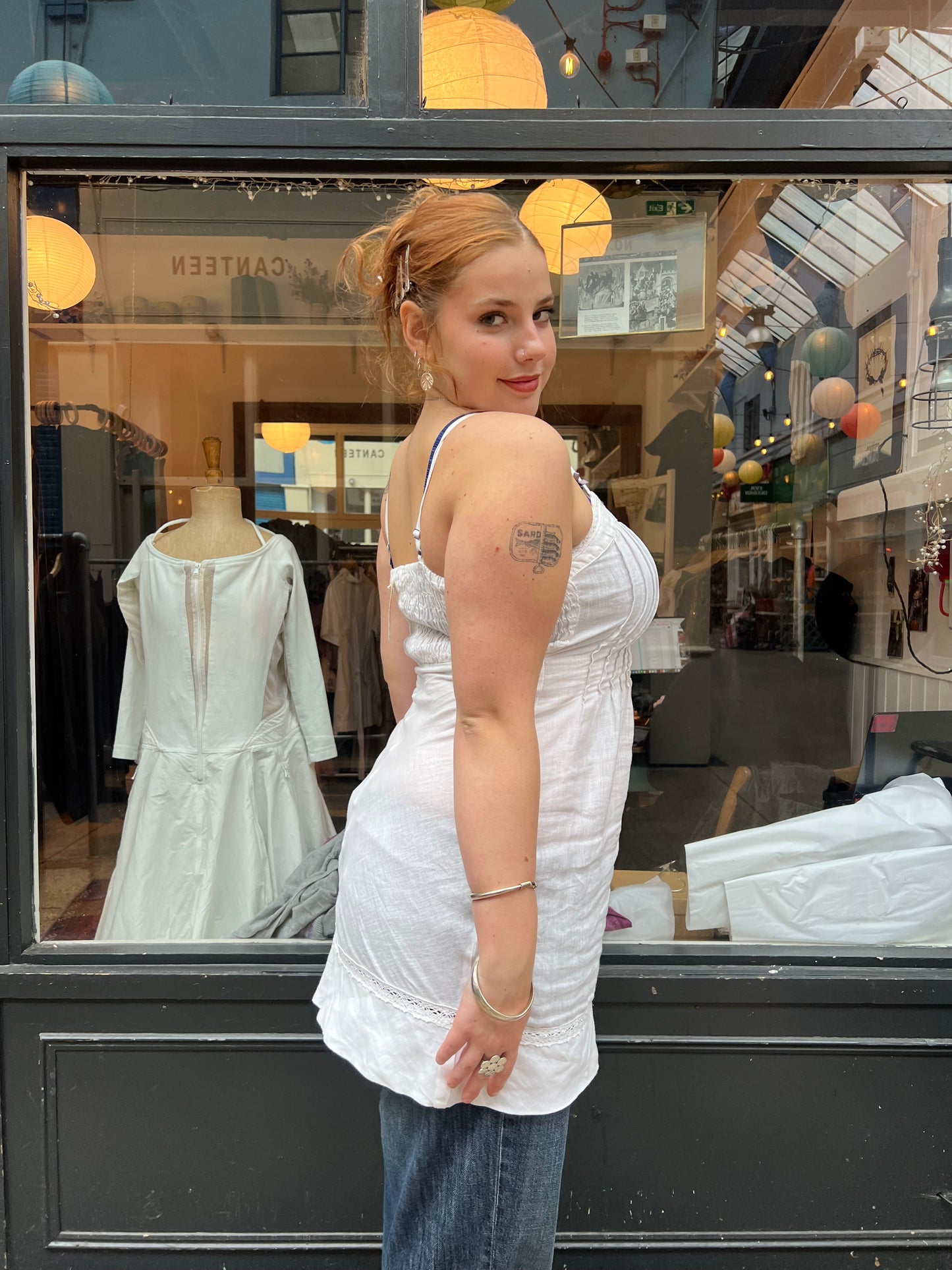 White linen dress