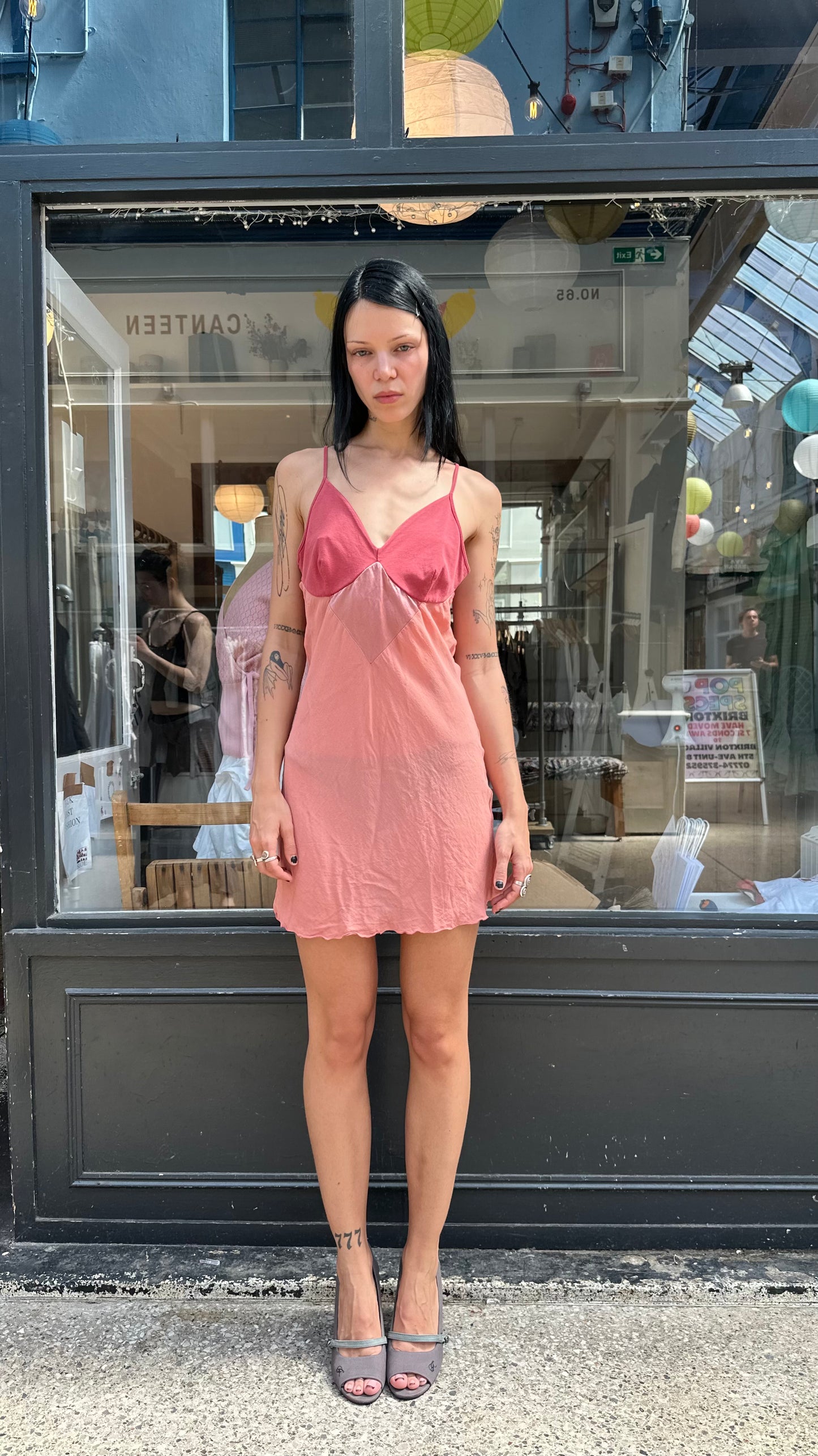 Pink slip dress