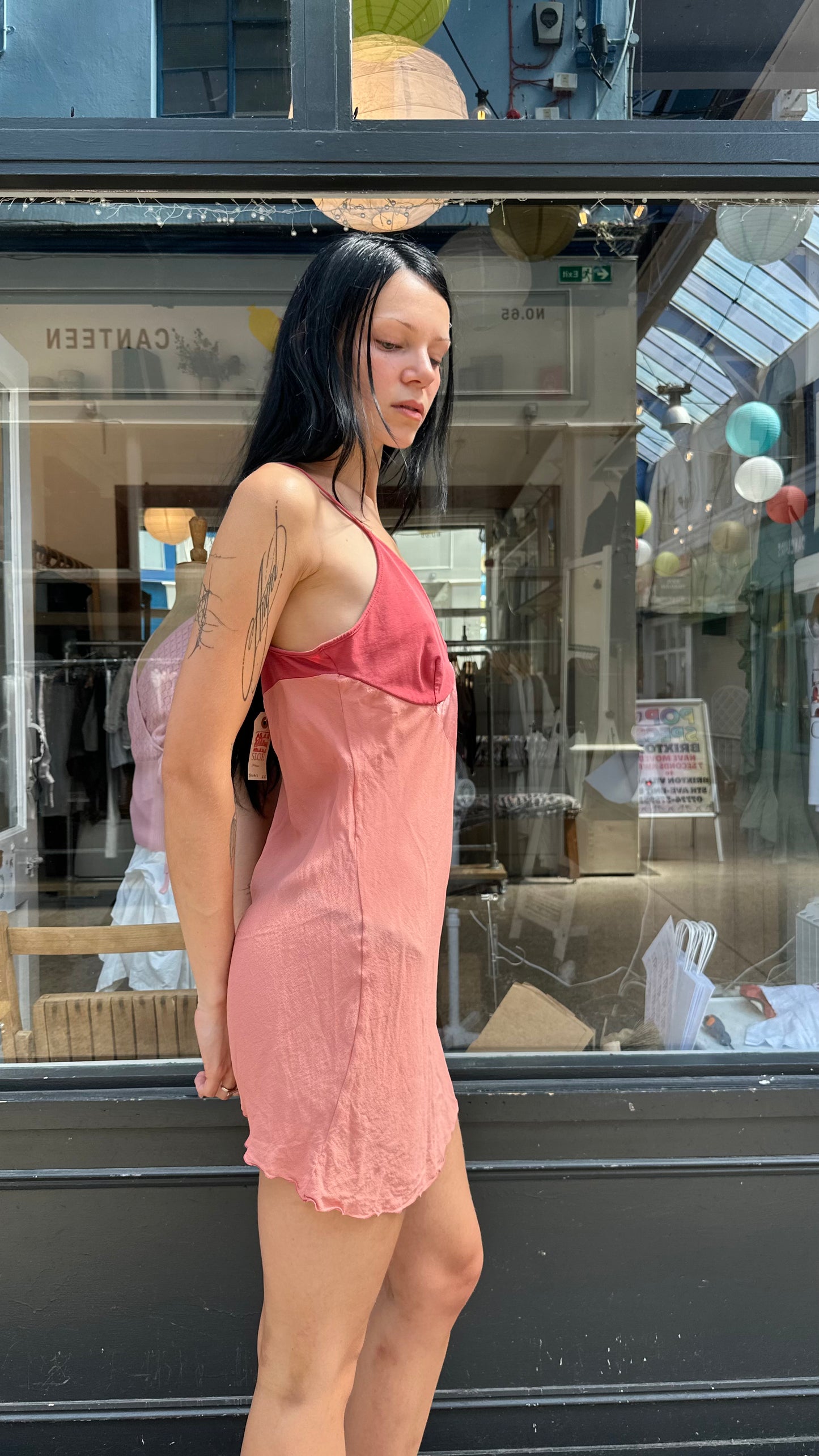 Pink slip dress
