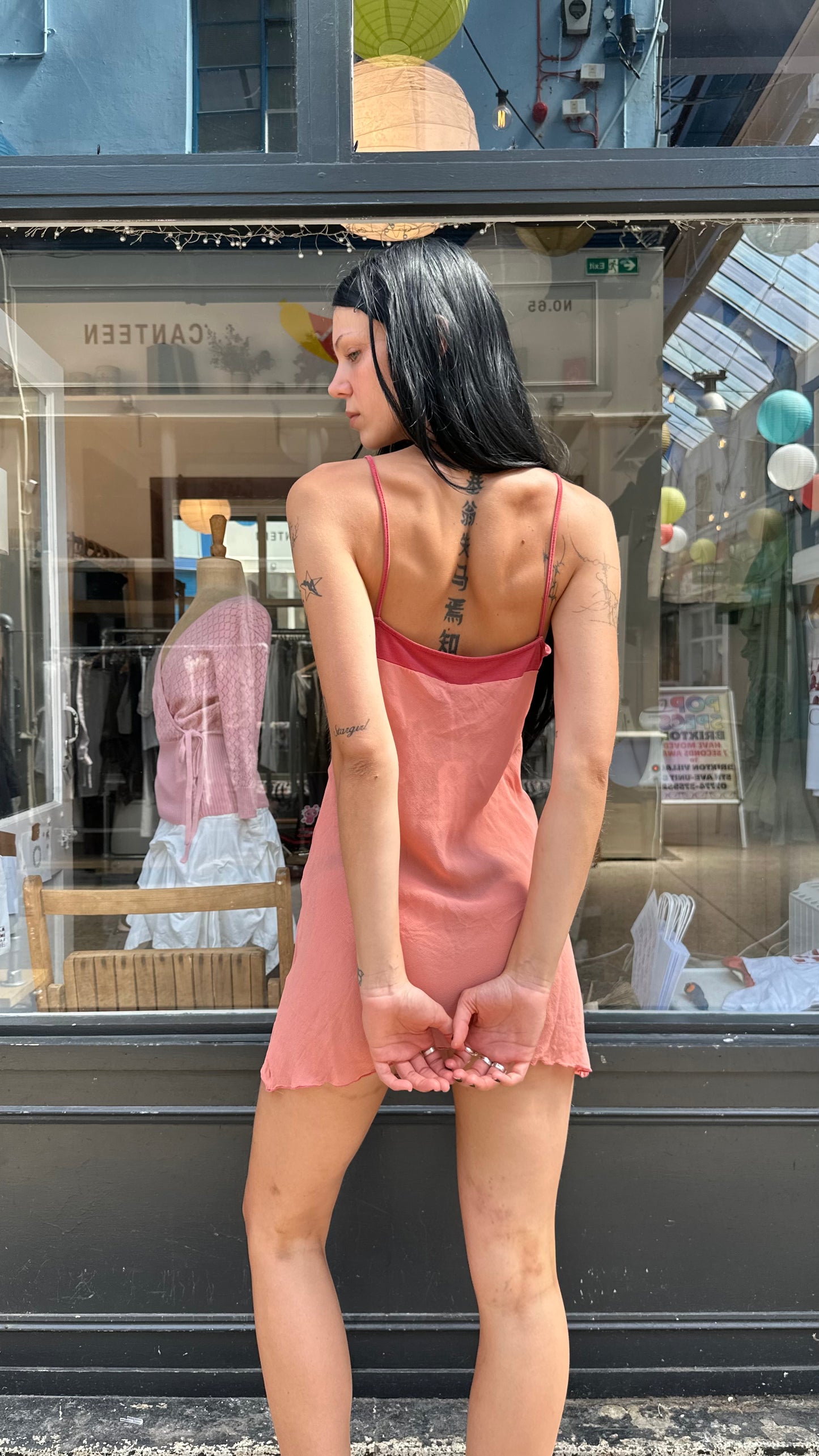 Pink slip dress