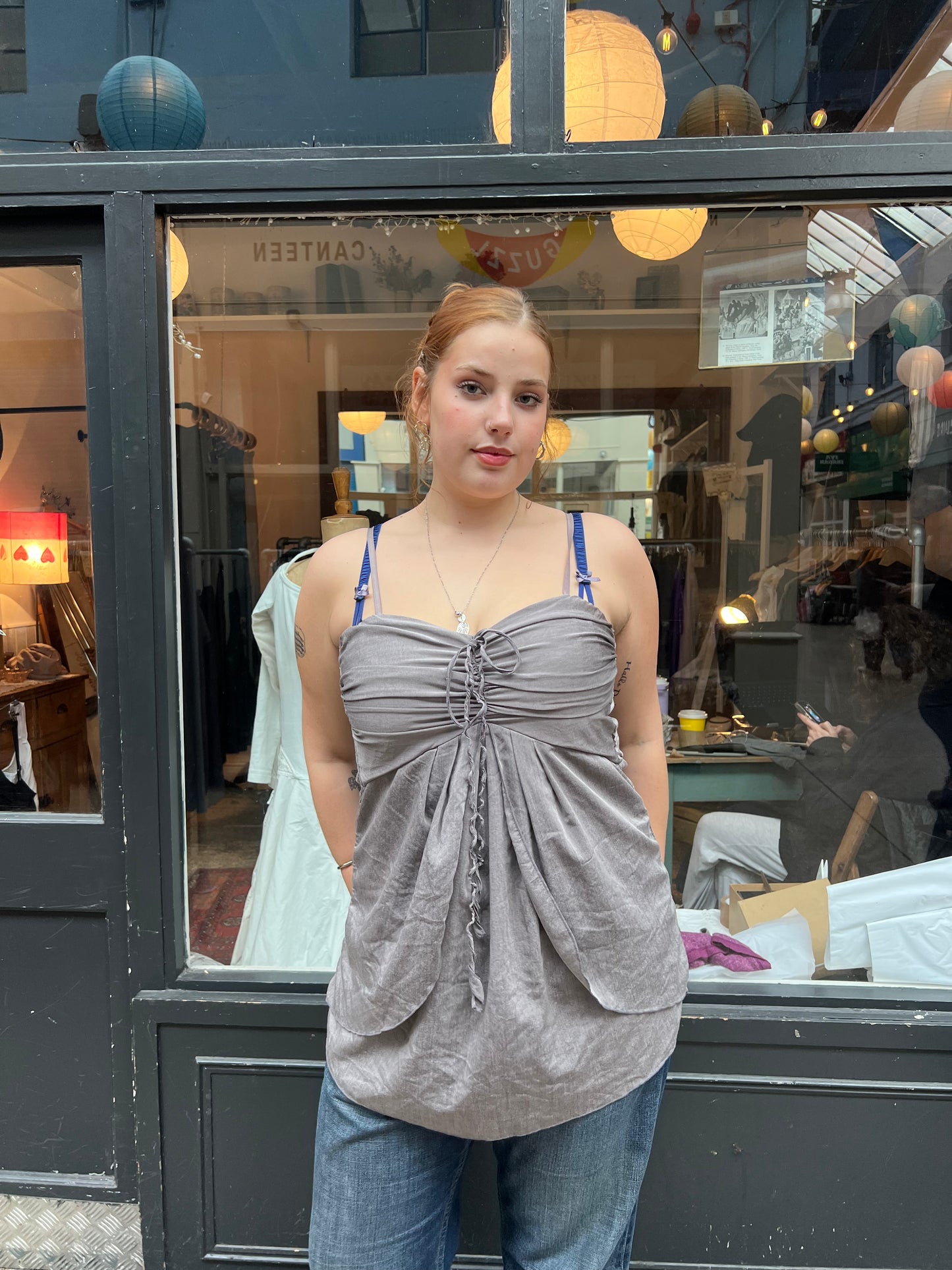 Grey baby doll top