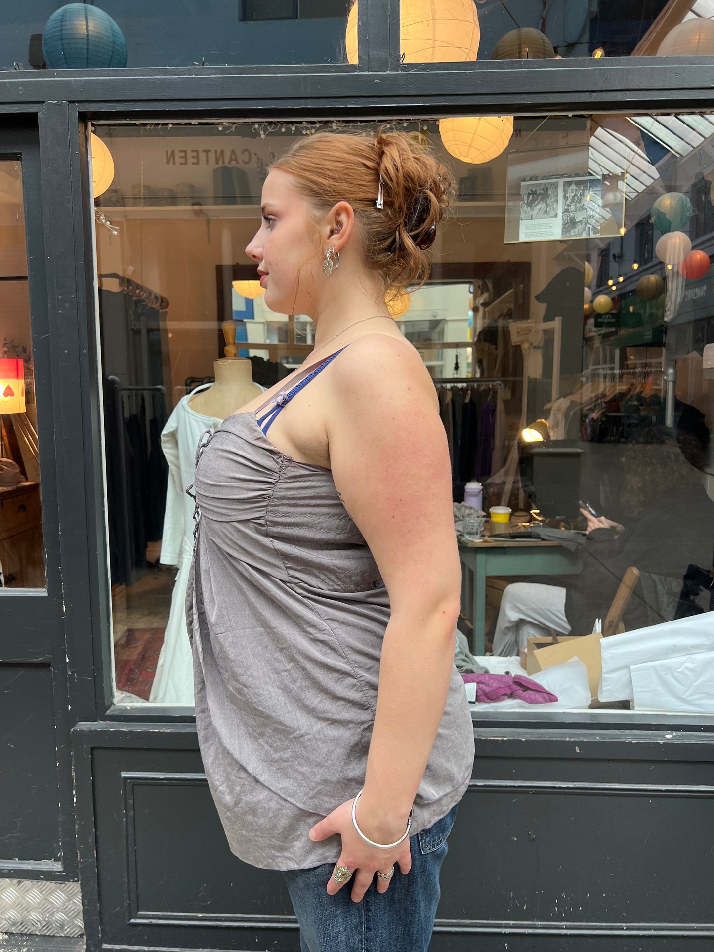 Grey baby doll top