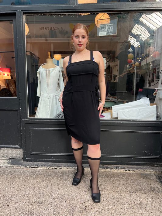 IKKS black chiffon midi dress