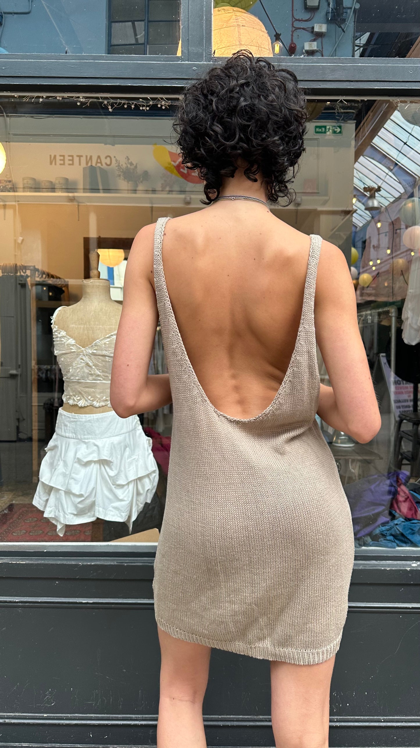 Brown scoop back dress