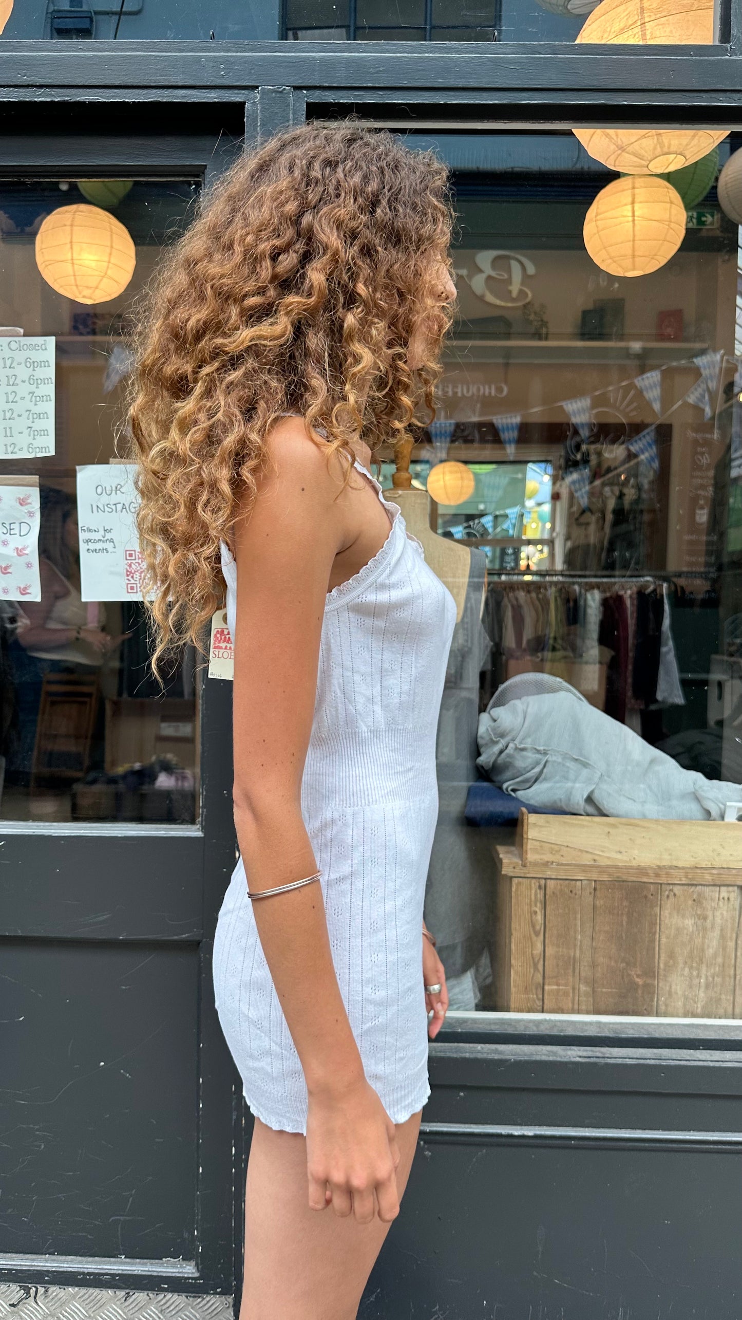 White pointelle mini dress