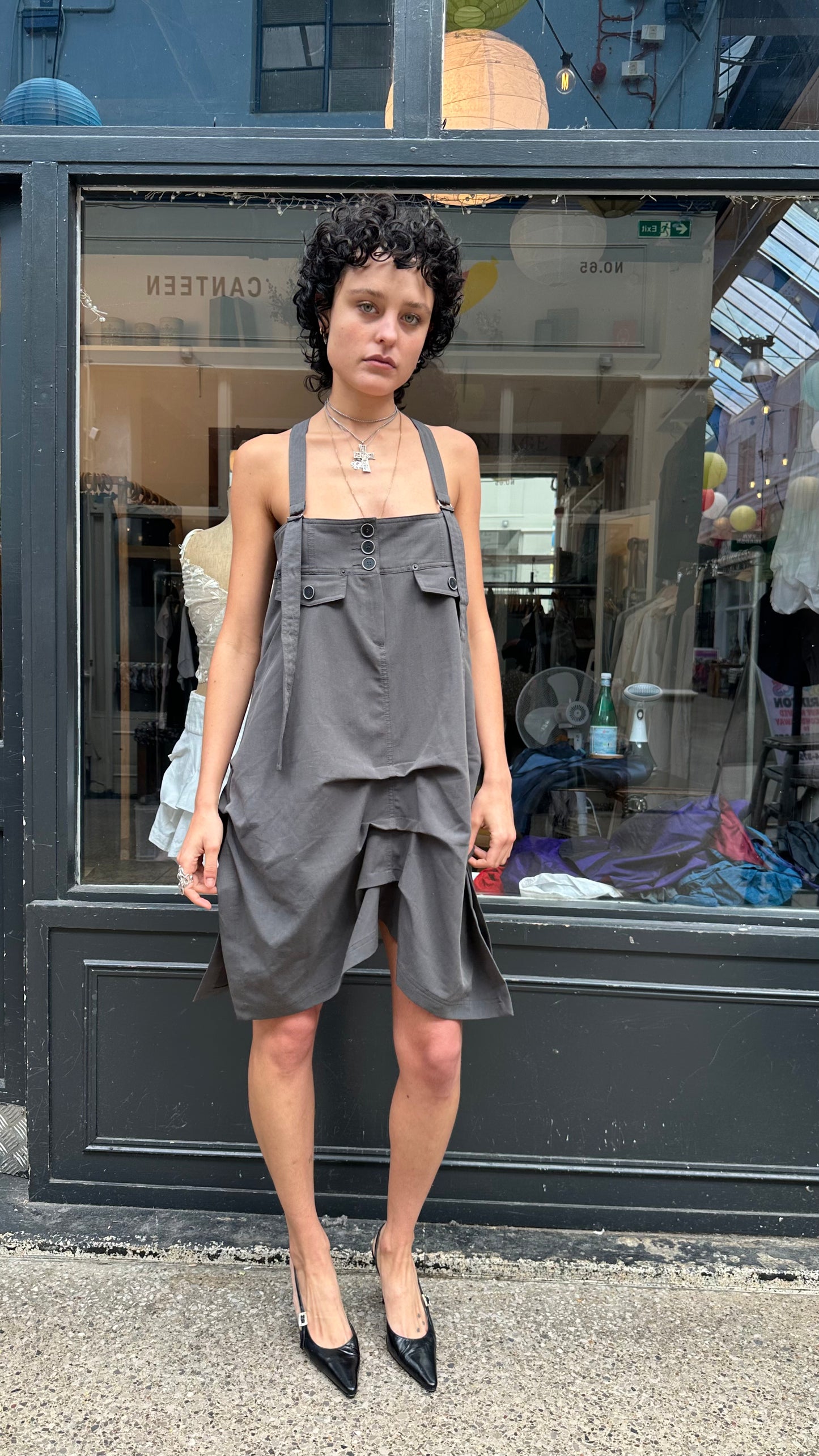 Grey pinafore dress