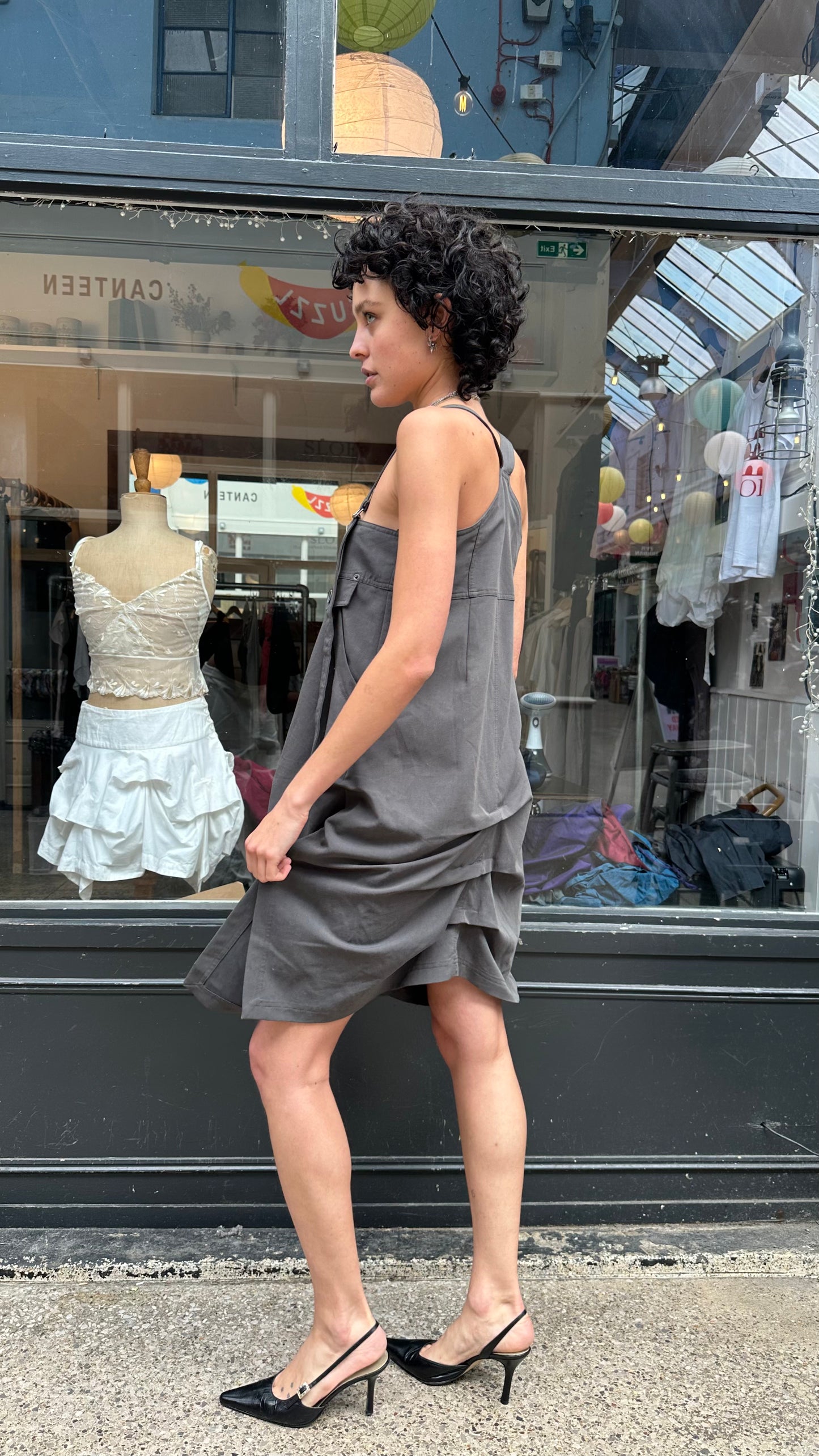 Grey pinafore dress