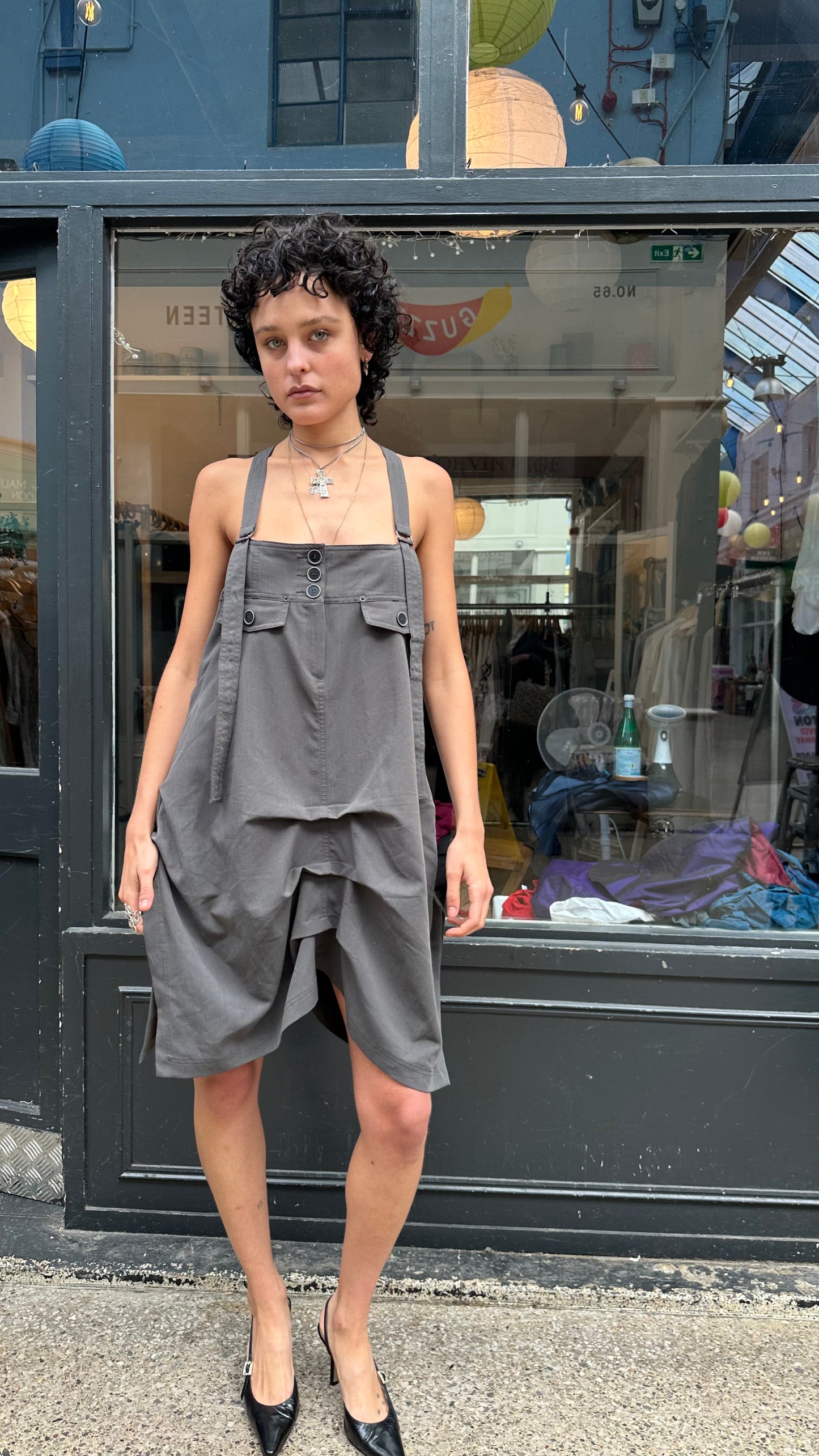 Grey pinafore dress