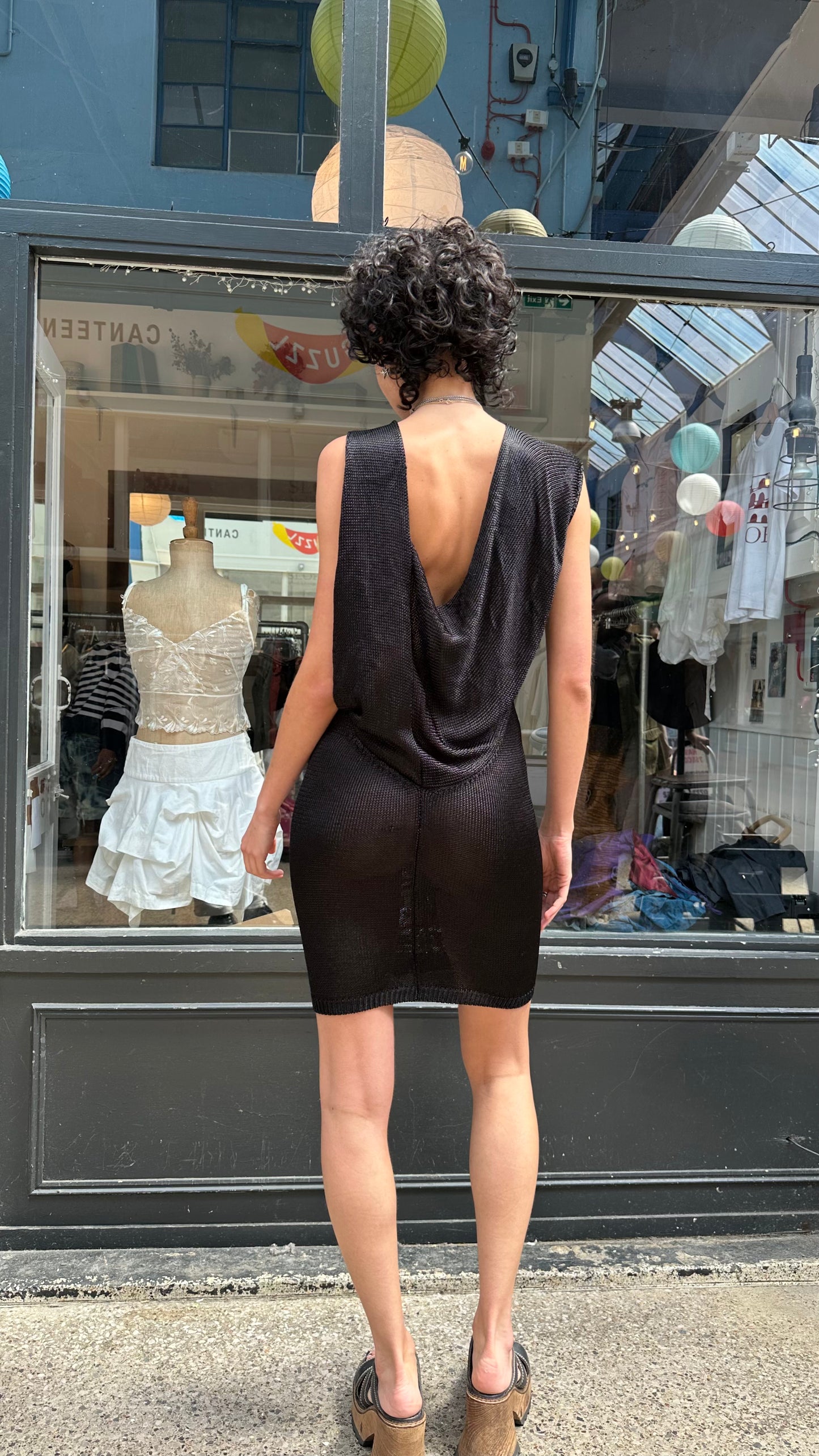 Black knit mini dress