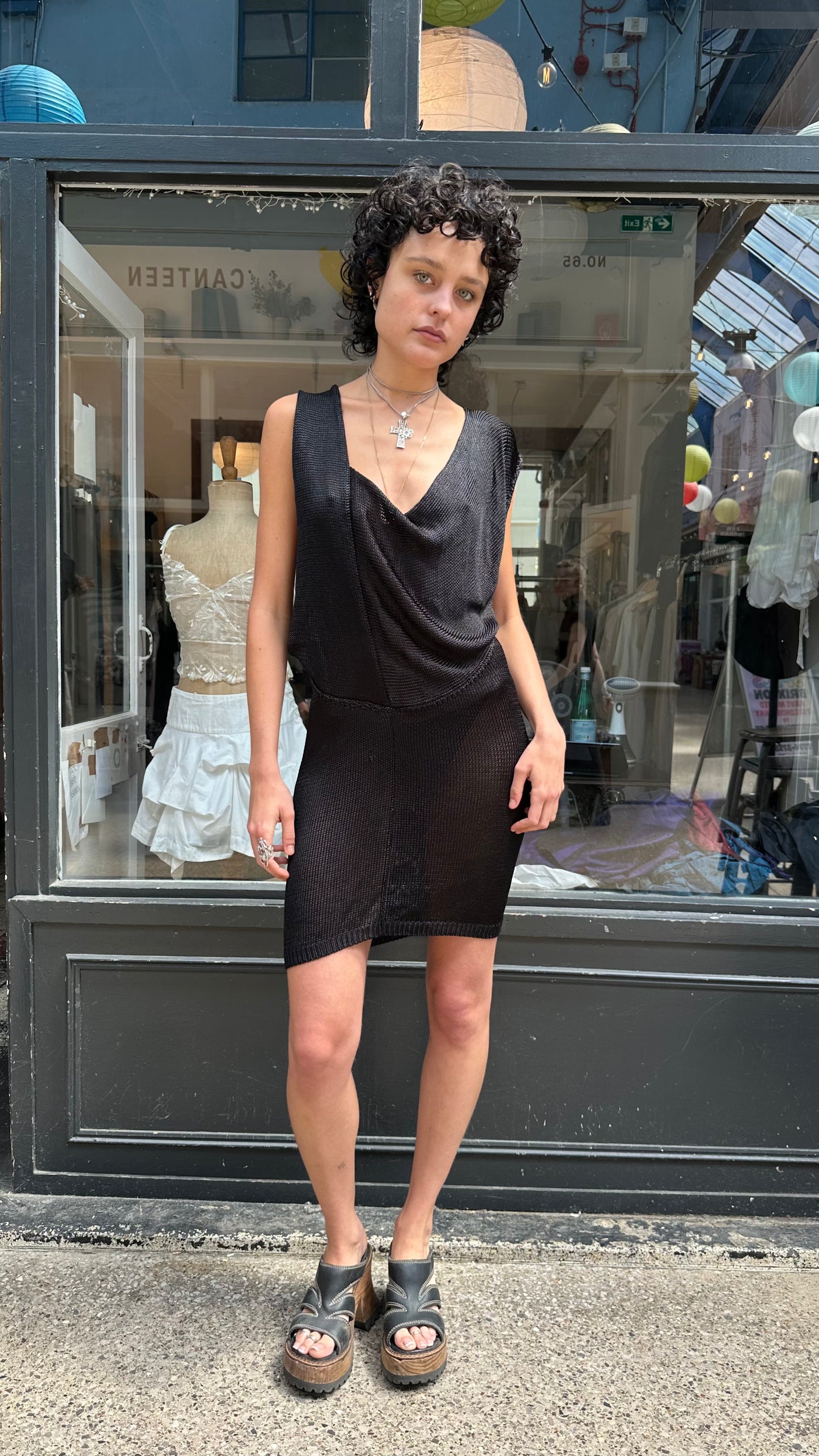 Black knit mini dress