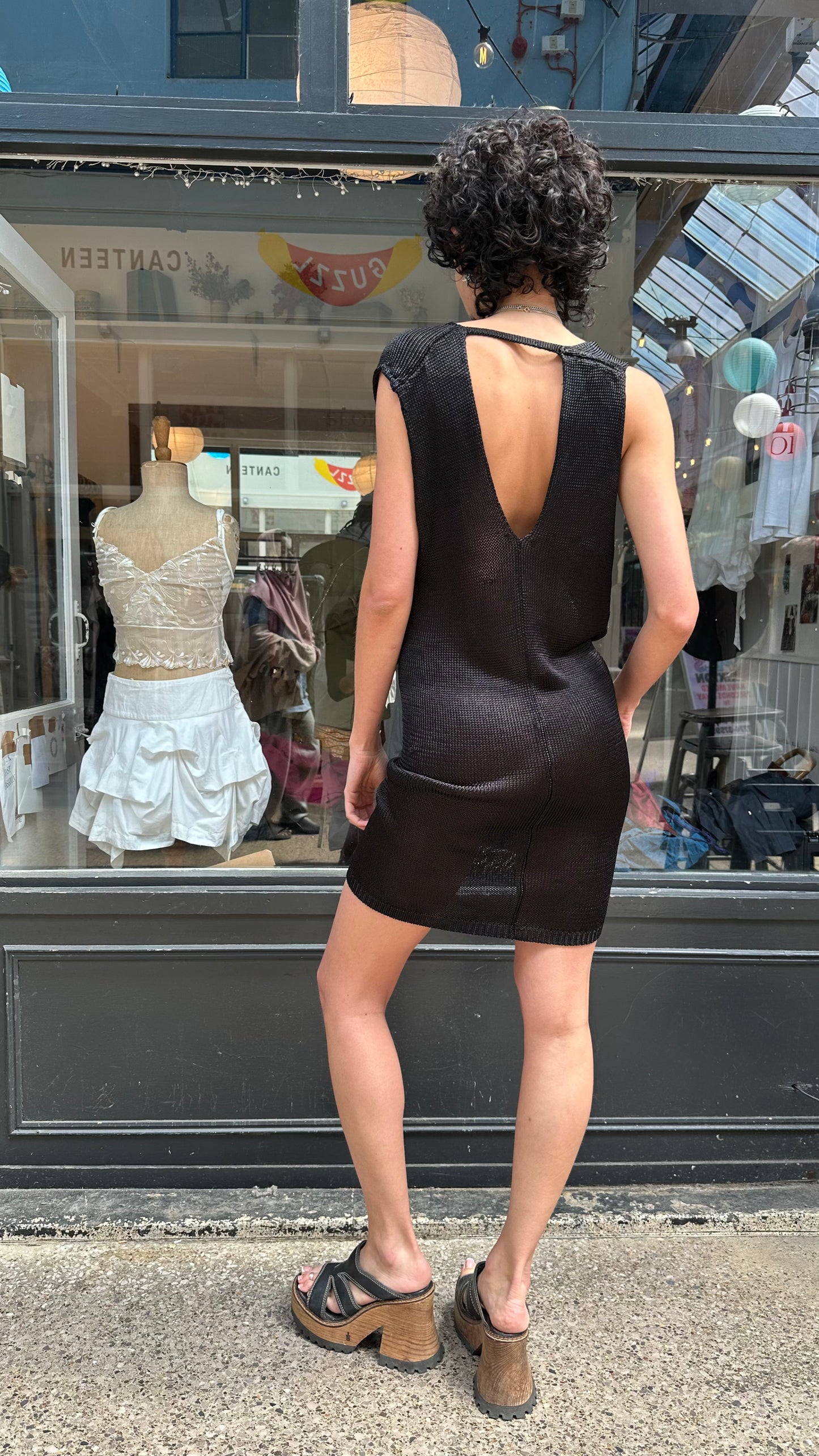 Black knit mini dress