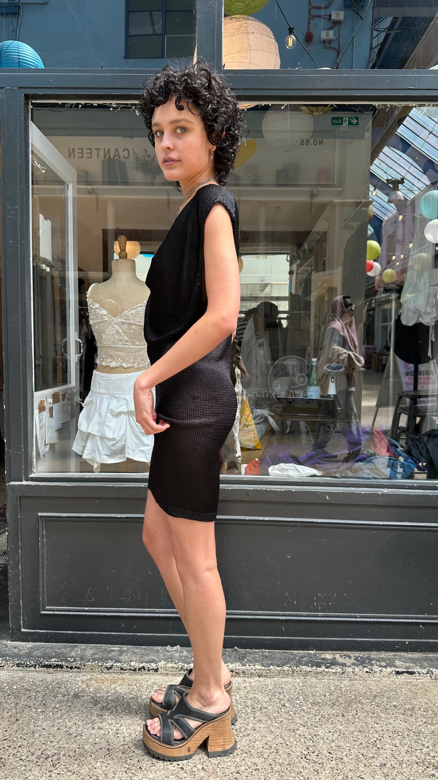 Black knit mini dress