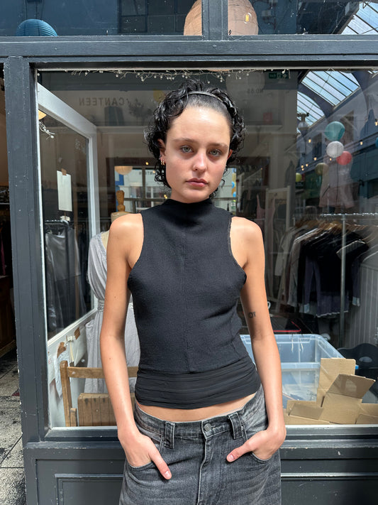 Black backless waist coat