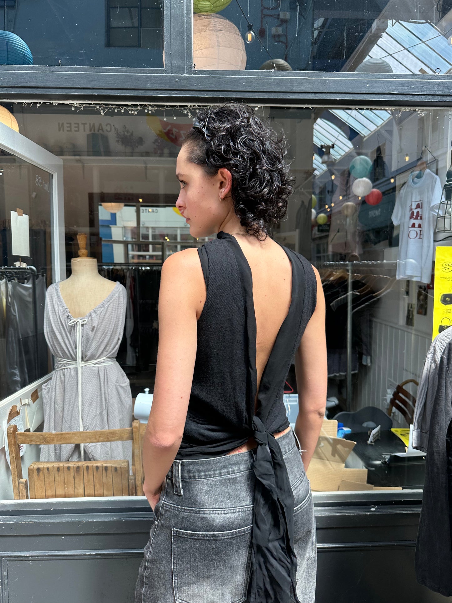 Black backless waist coat