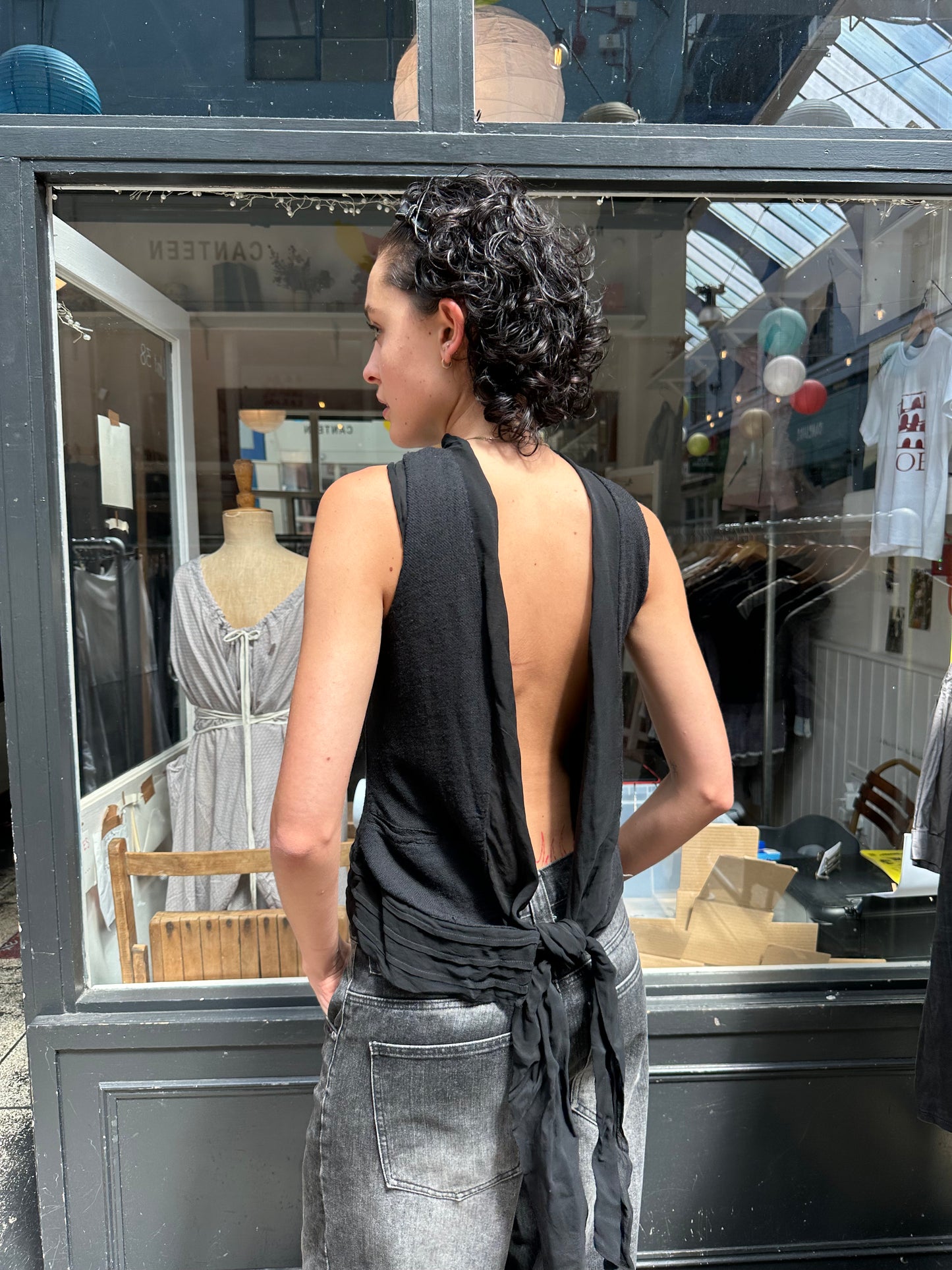 Black backless waist coat