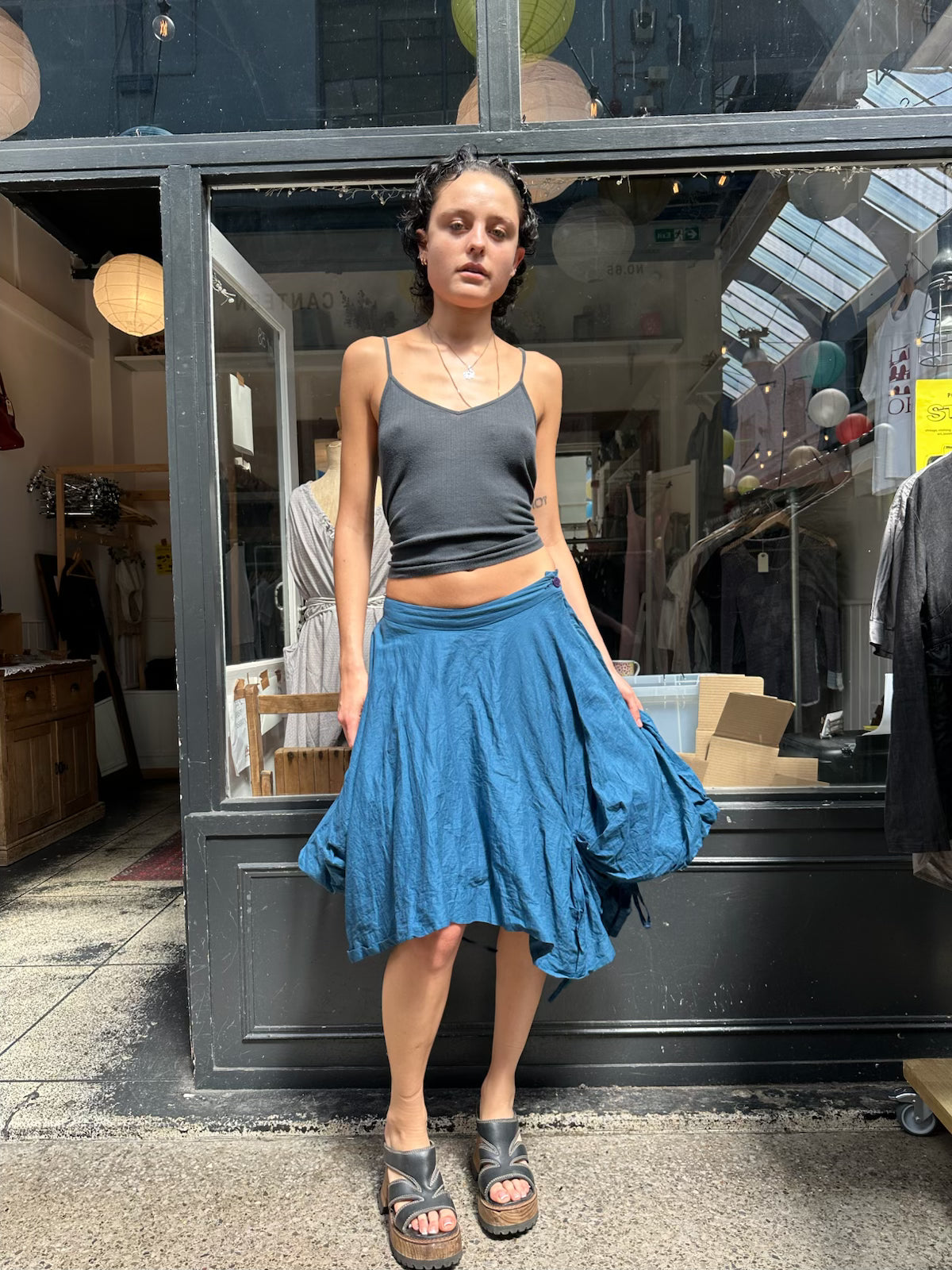 Blue 100%  cotton multiwear skirt