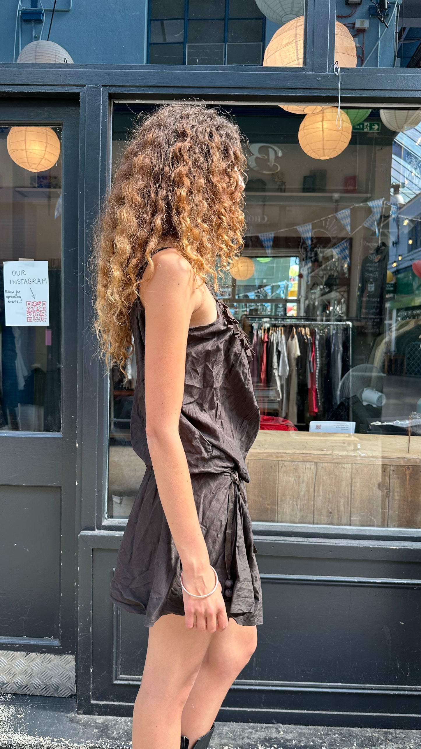 Brown drop waist tunic
