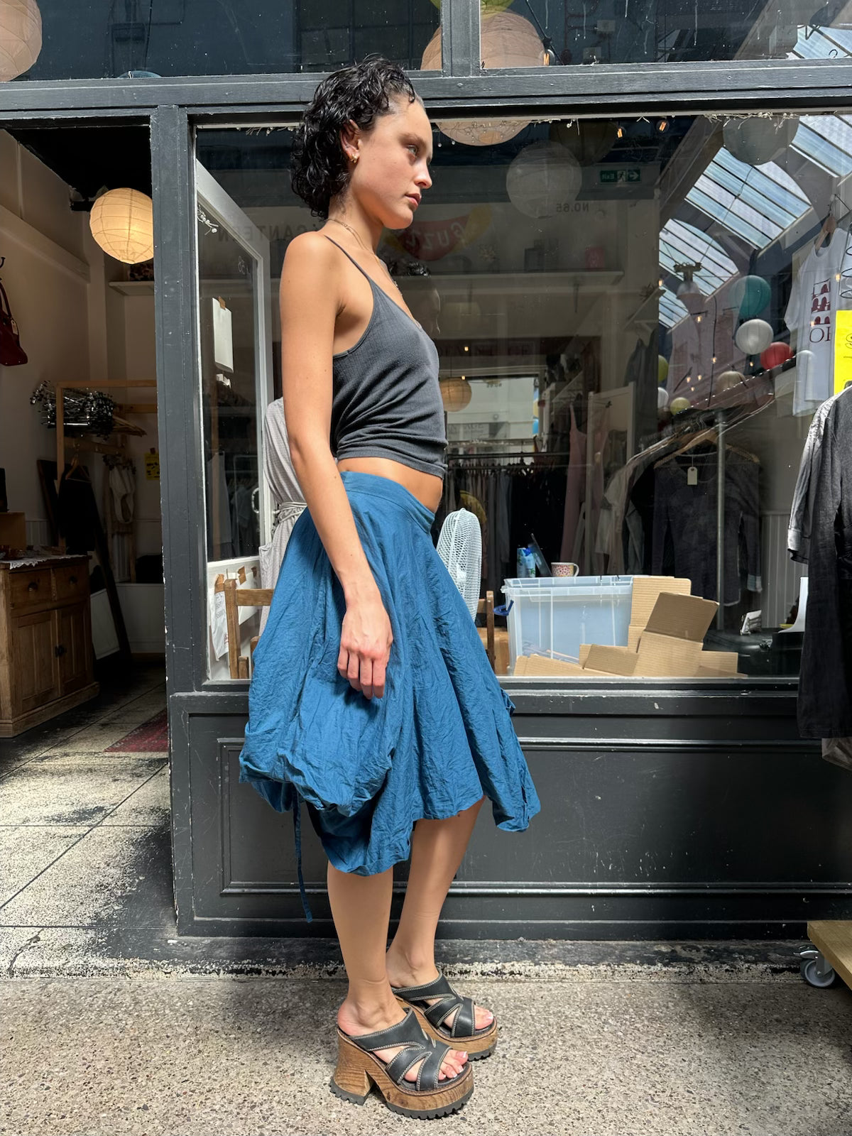 Blue 100%  cotton multiwear skirt