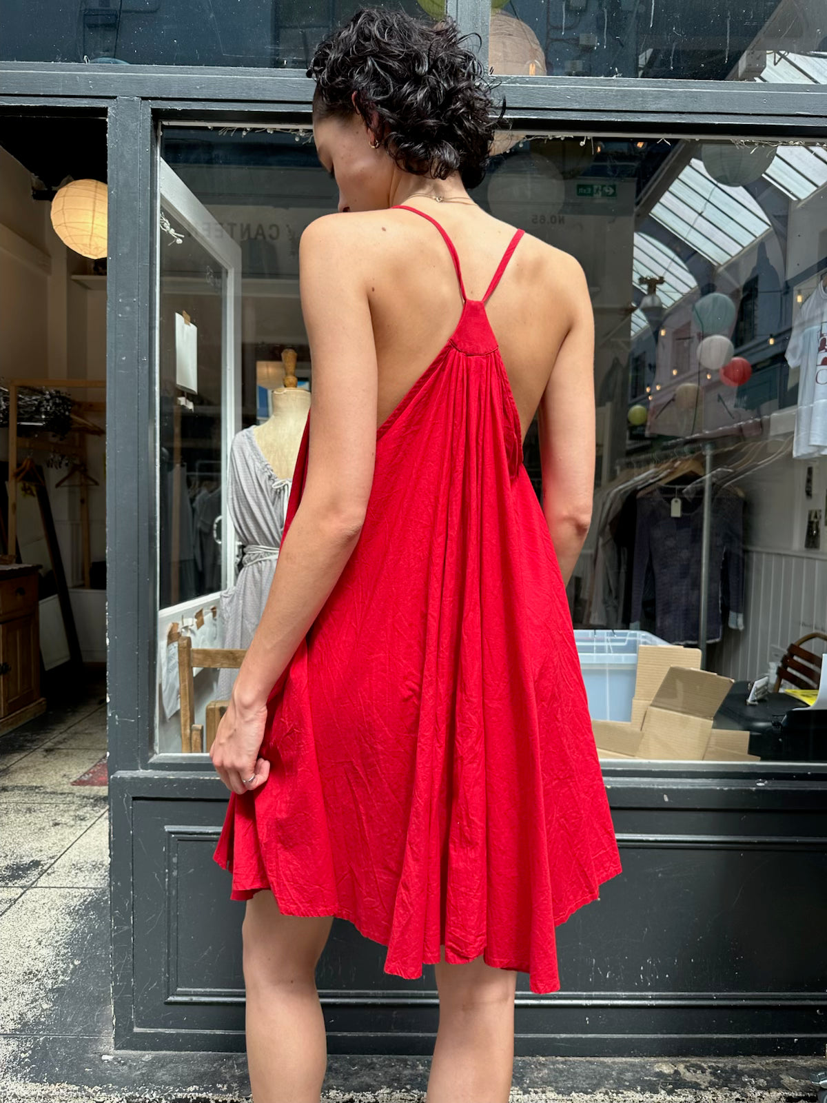 Red shift dress
