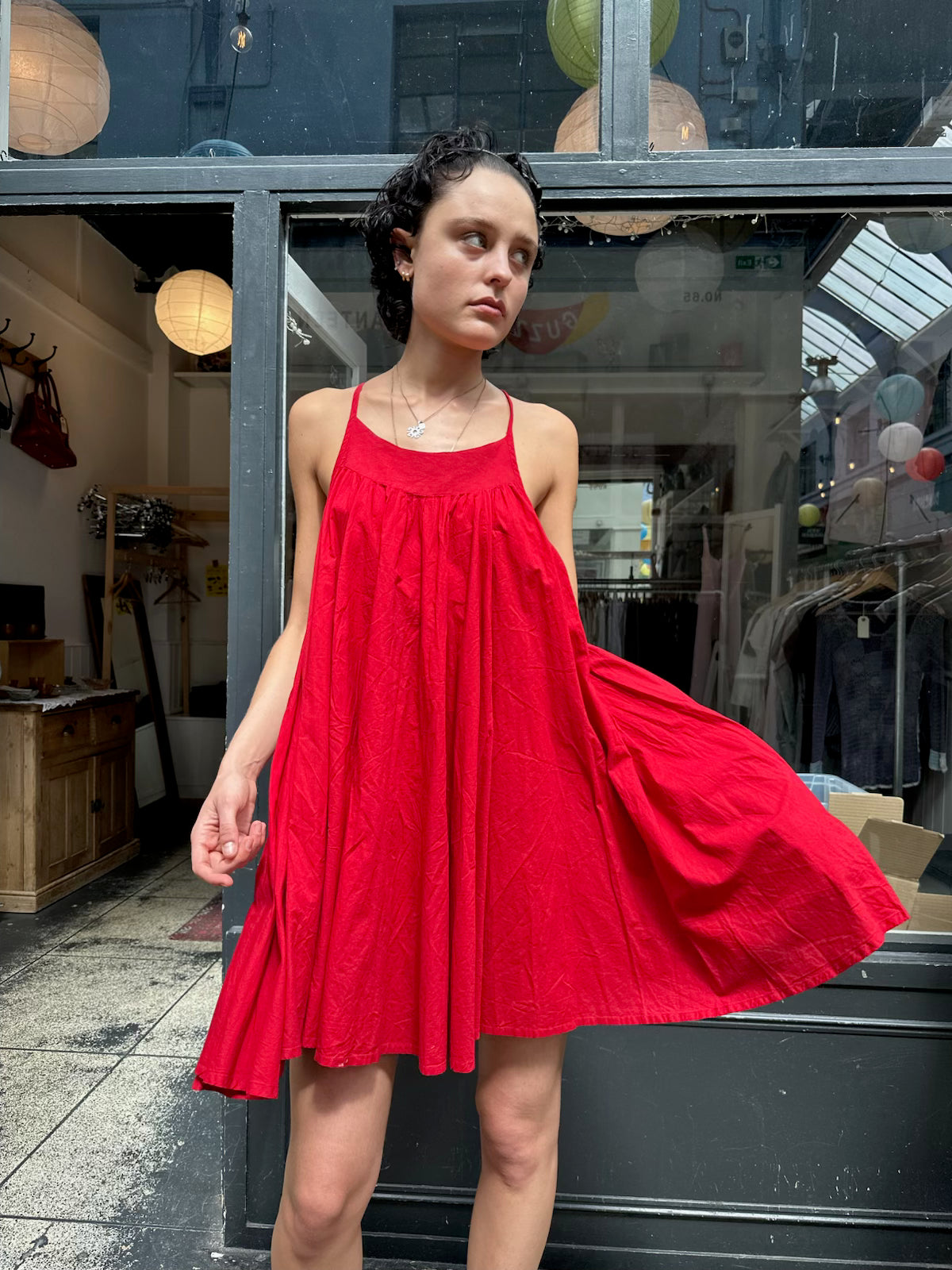 Red shift dress