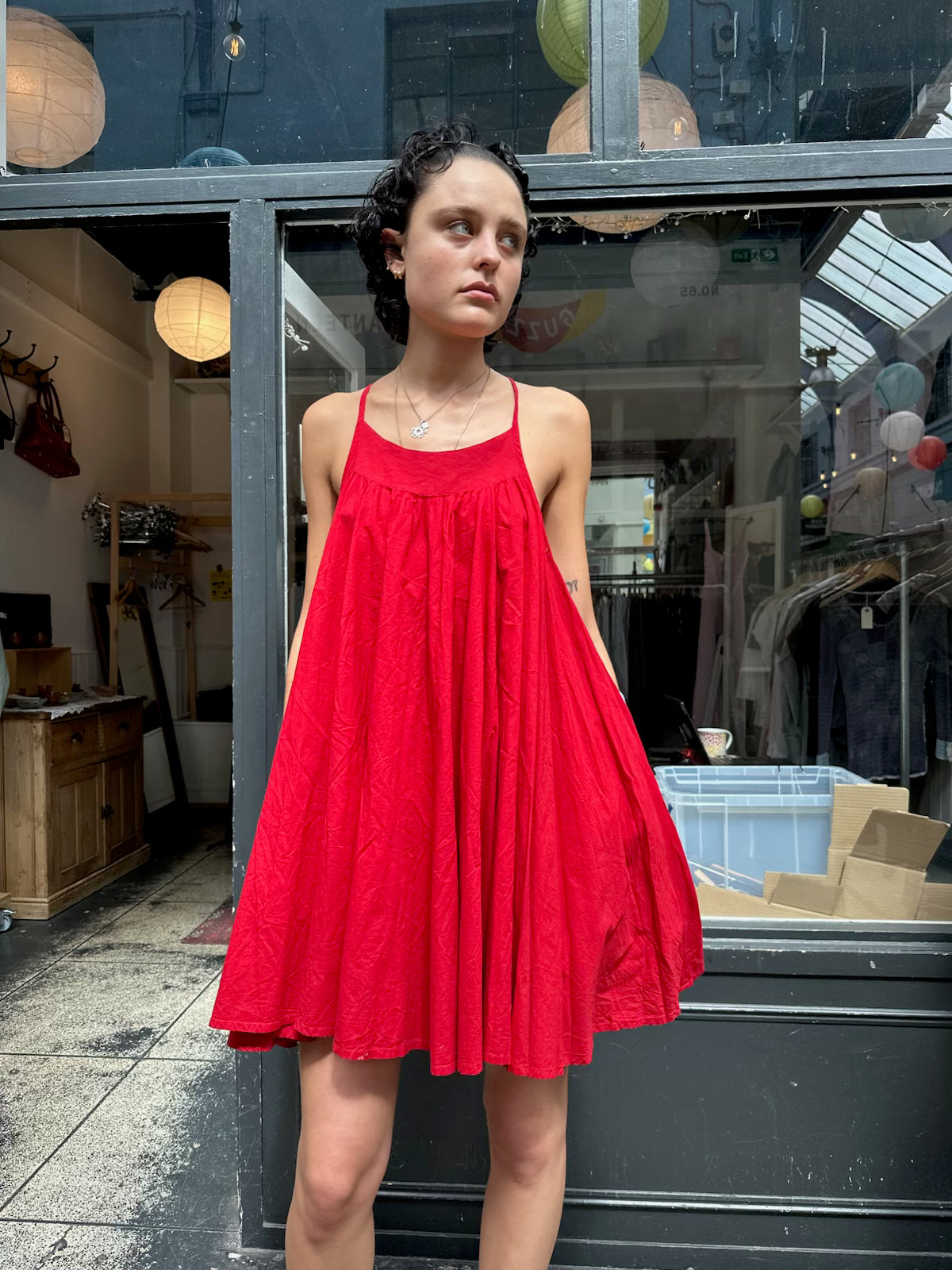 Red shift dress