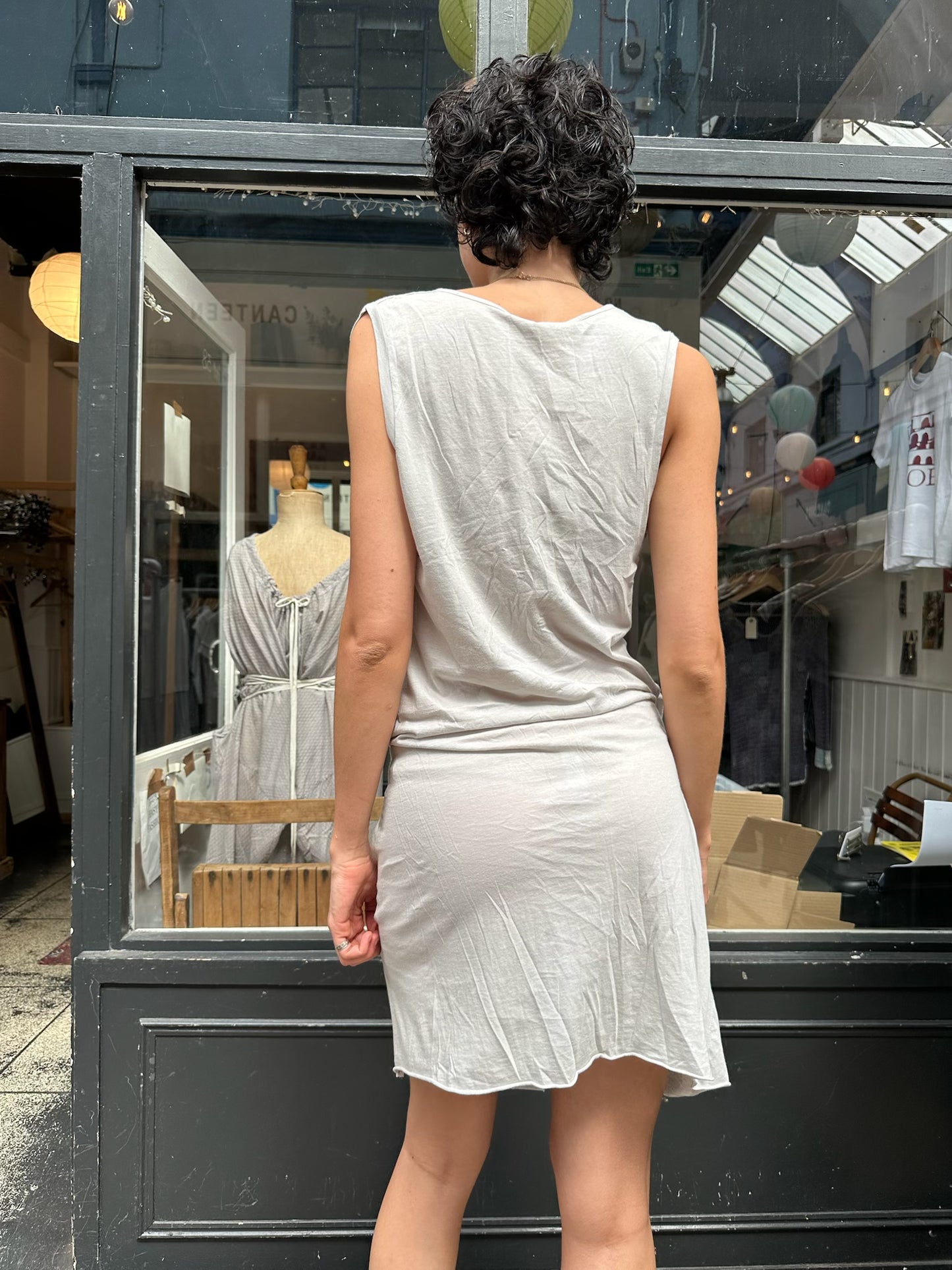 Grey assymetric mini dress