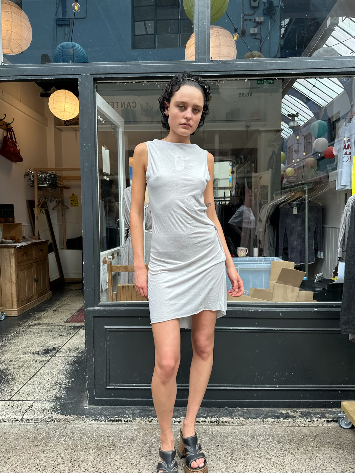 Grey assymetric mini dress