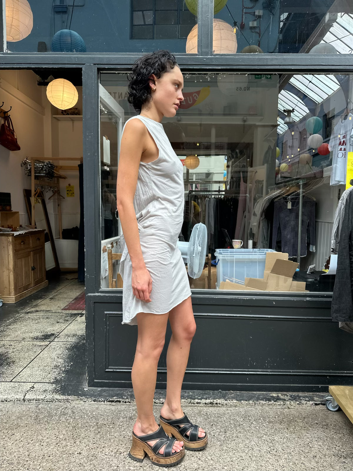 Grey assymetric mini dress