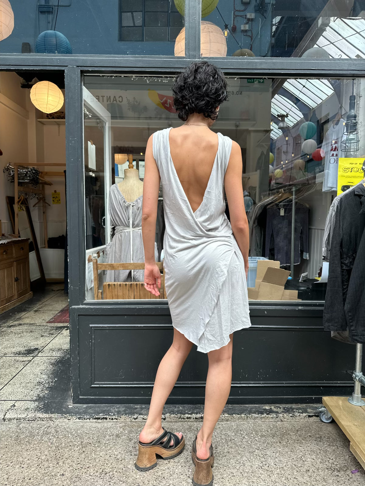 Grey assymetric mini dress